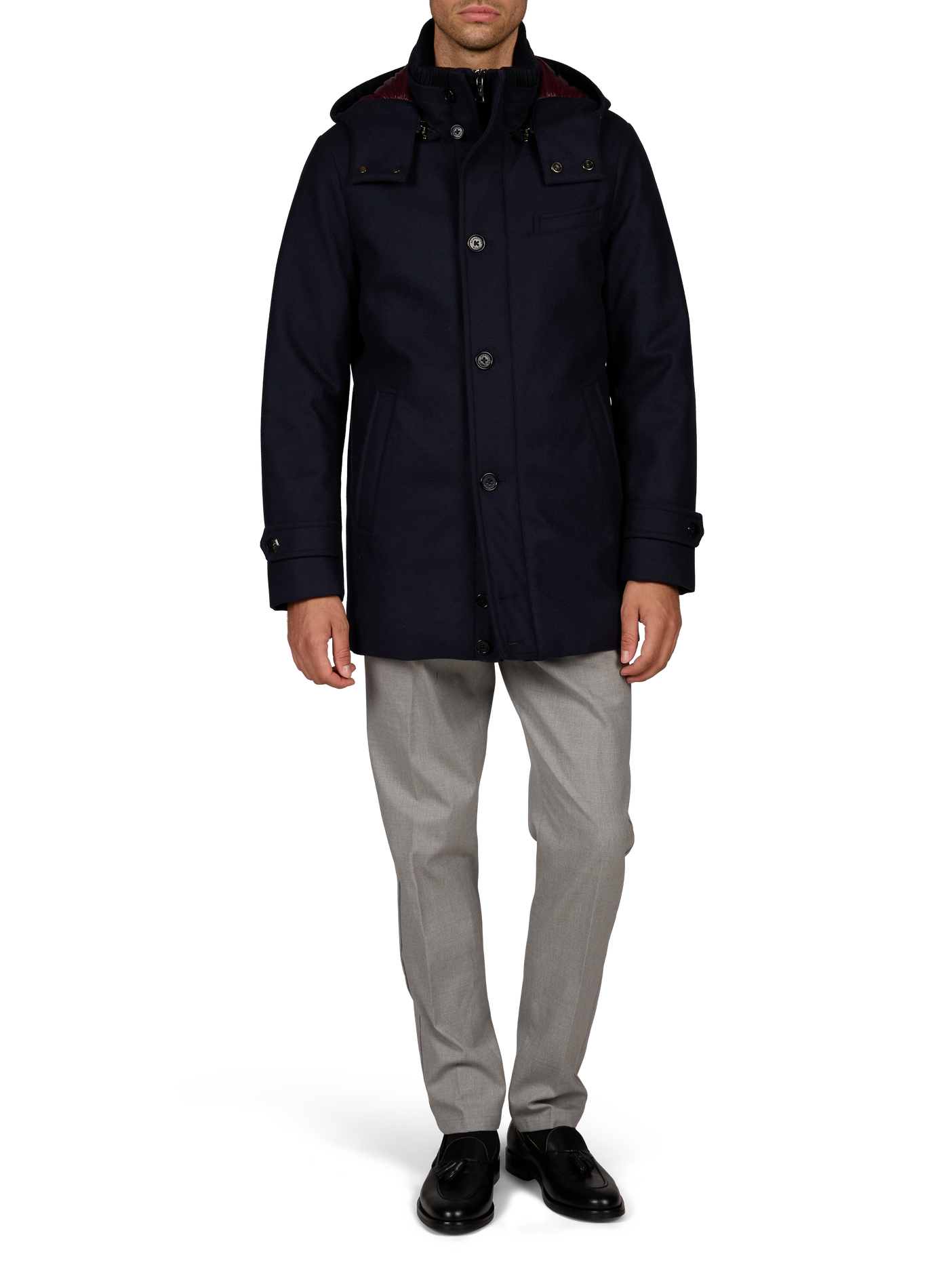 Weiter Parka mit hohem Kragen aus Wollmischung NORWEGIAN WOOL Blau