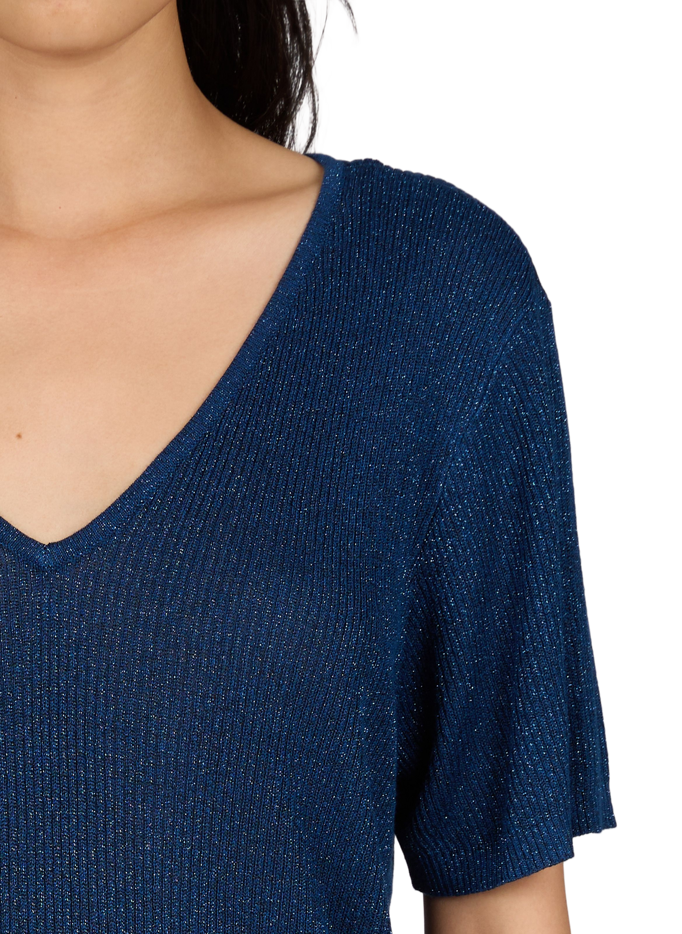 Straight metallic V-neck dress VILA Blue