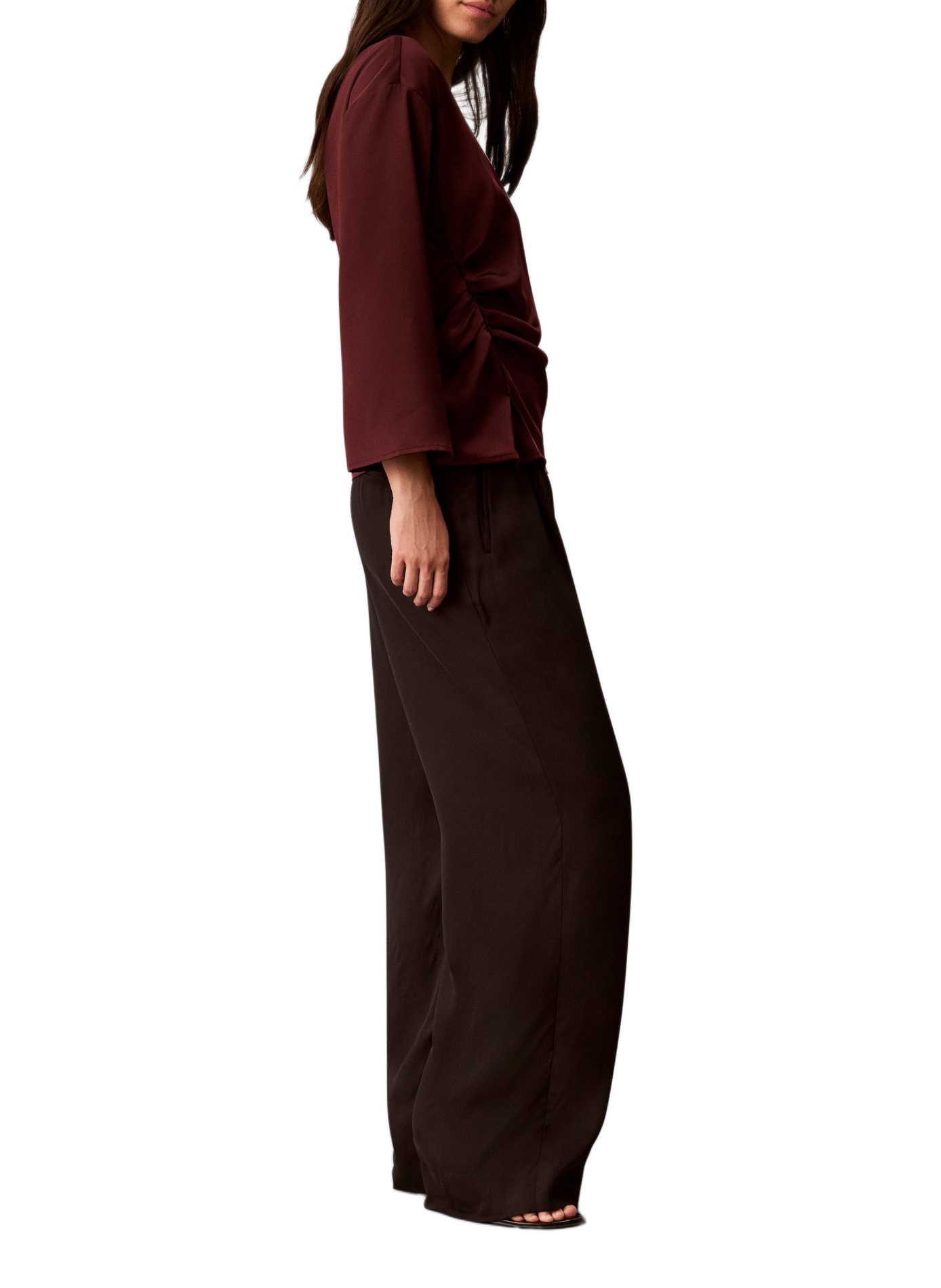 Fitted satin crew-neck top CALVIN KLEIN Red