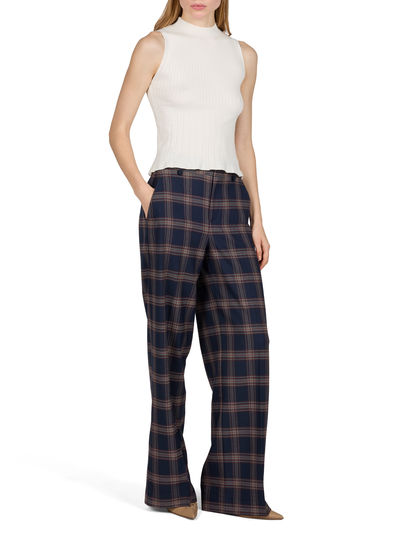 Straight-leg trousers with Pedrochecks pattern PETITE MENDIGOTE Blue