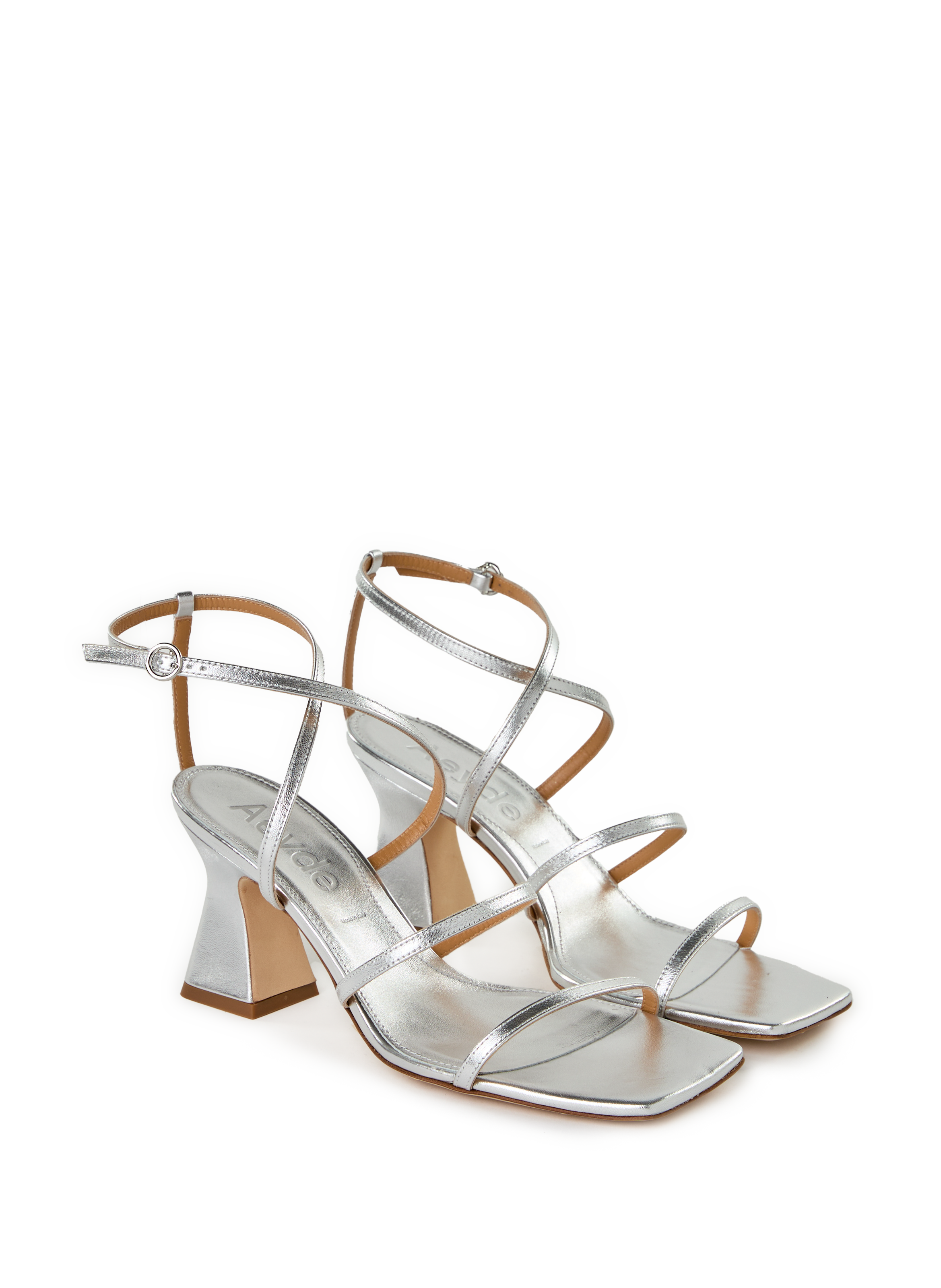 Heeled leather sandals AEYDE Silver