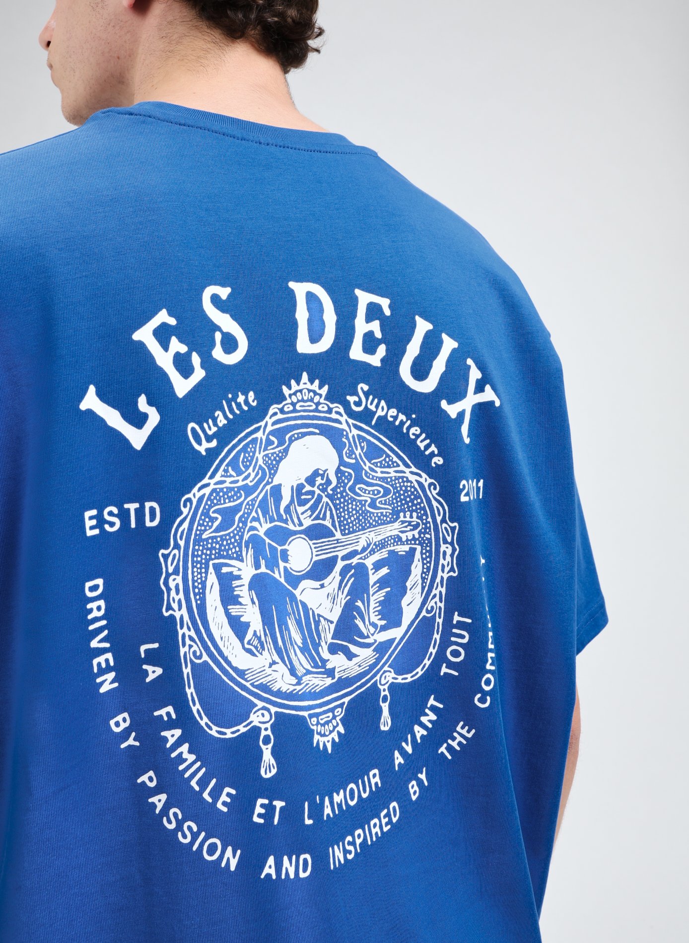 T-shirt imprimé en coton  LES DEUX Bleu