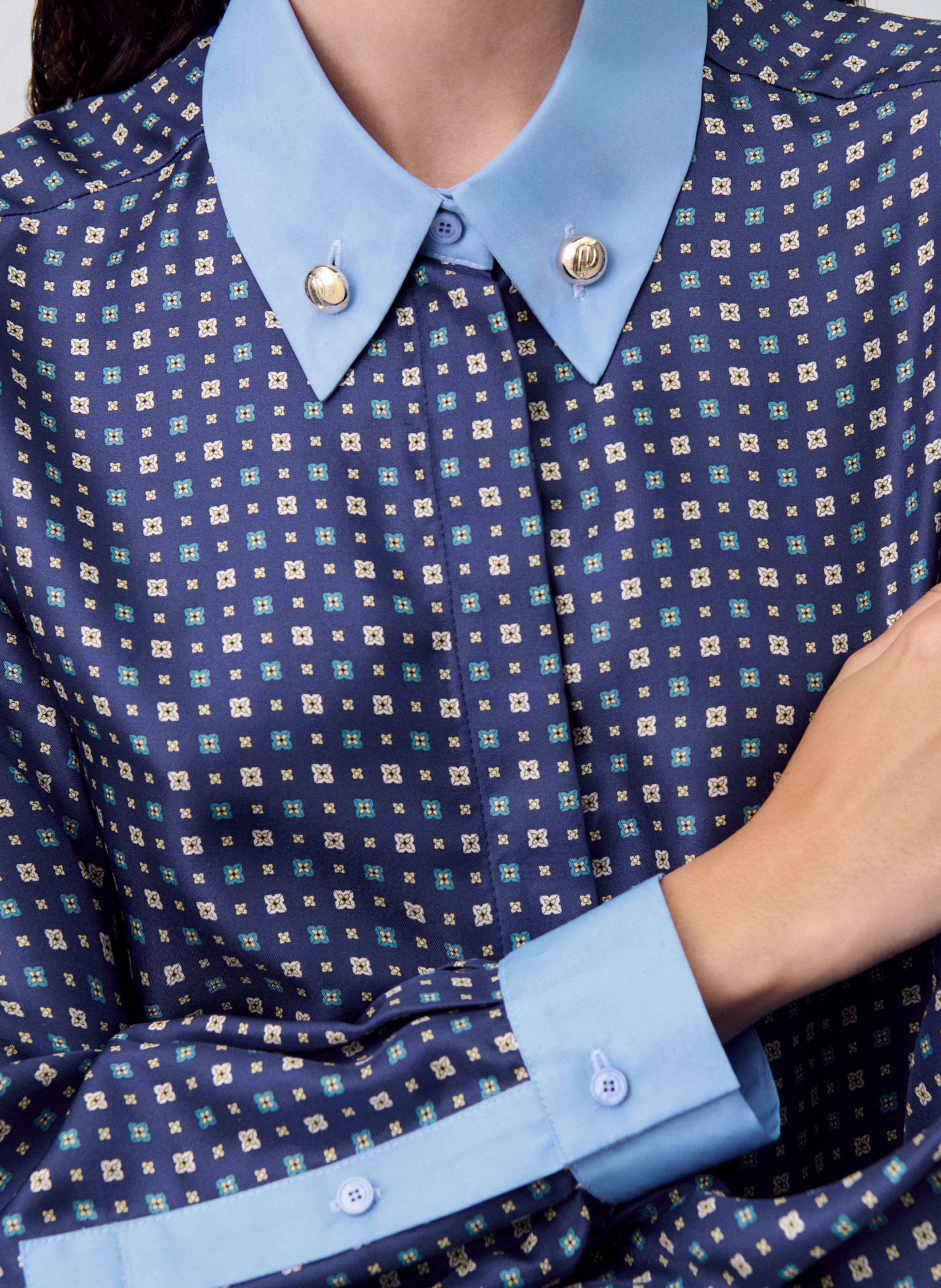 Chemise droite en soie imprimée CLAUDIE PIERLOT Multicolore