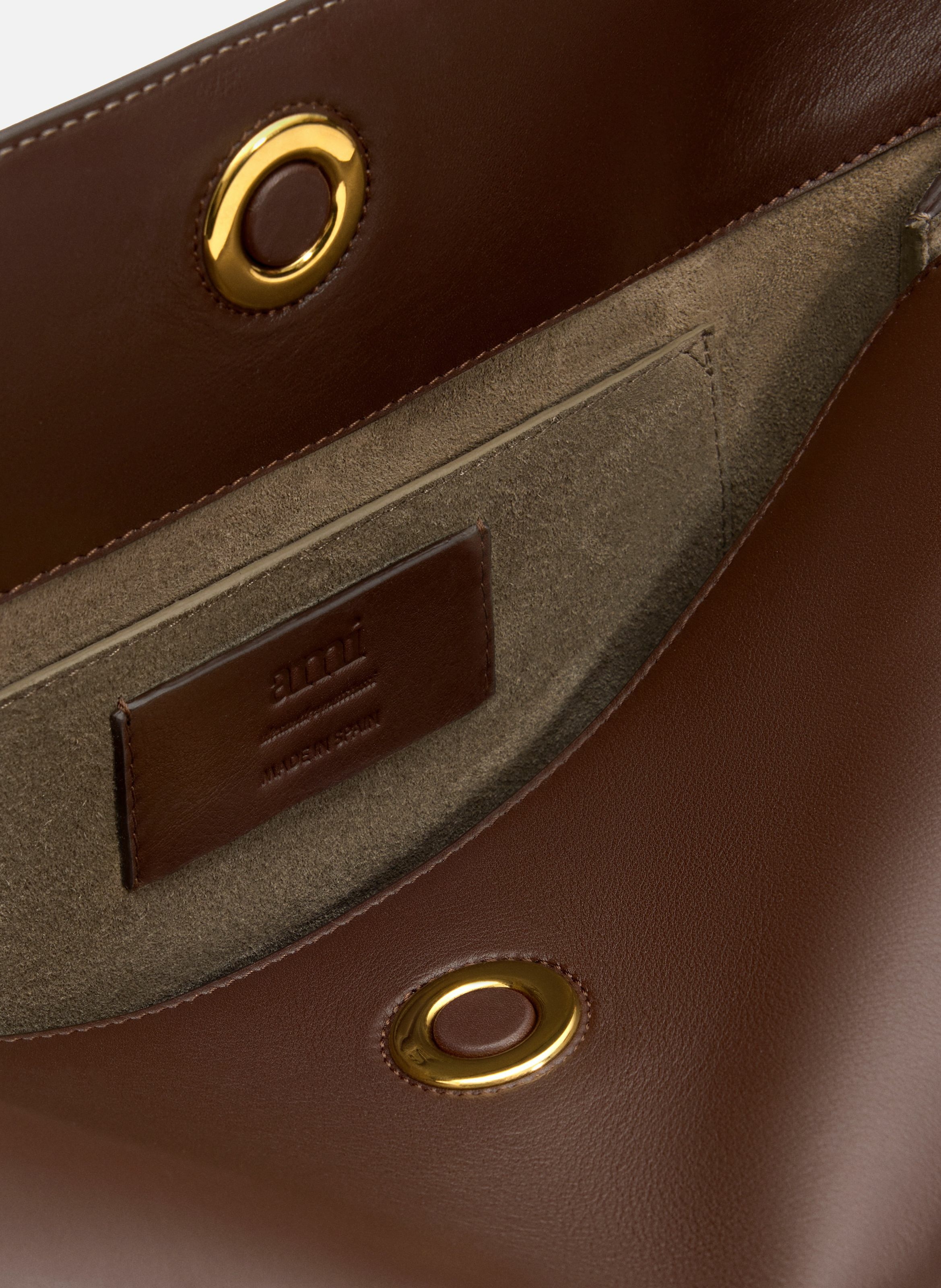 Sac Carrousel Moyen En Cuir Lisse unisexe AMI PARIS Marron