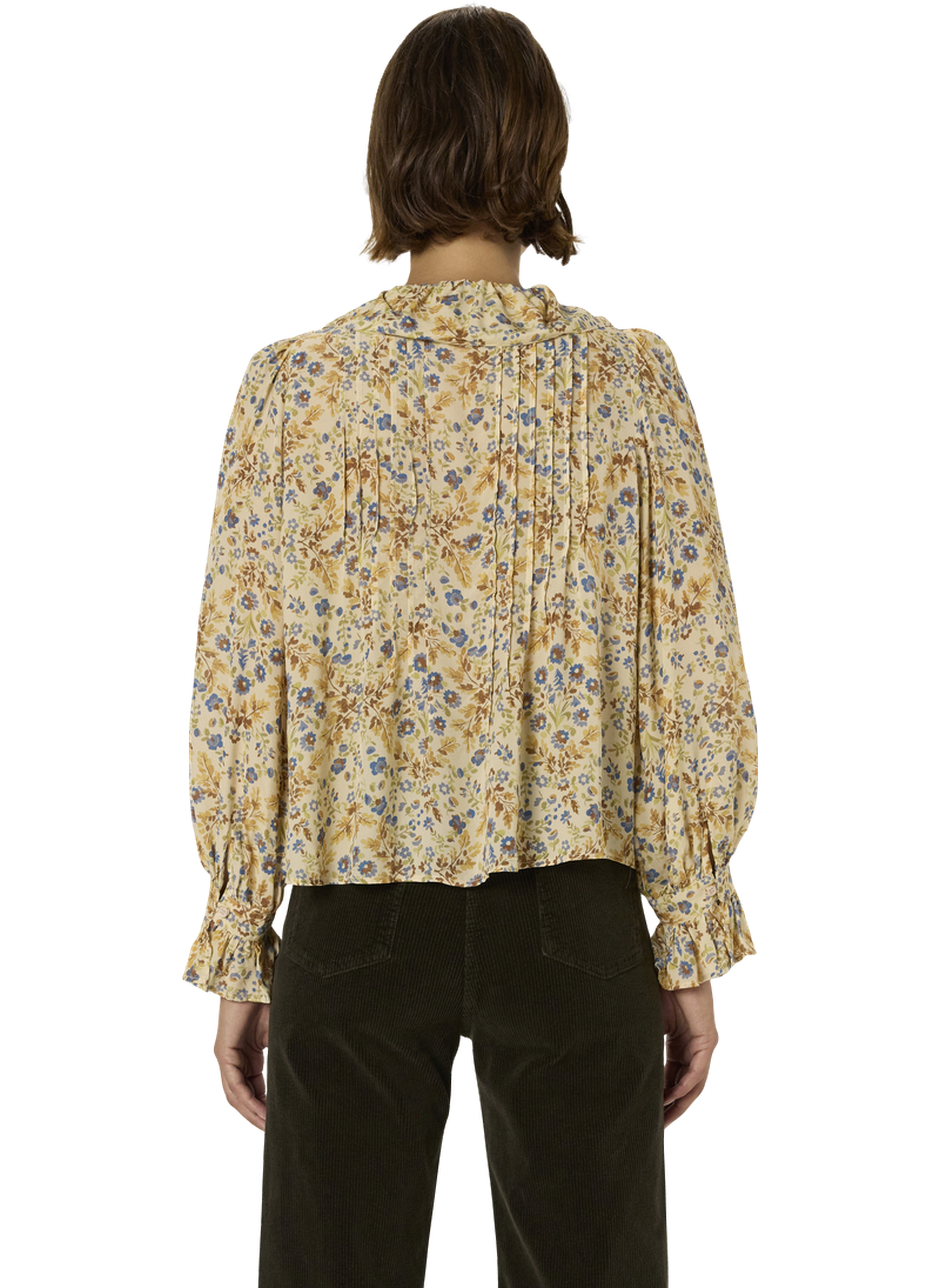 Chemise fleurie à volants - abby GERARD DAREL Beige