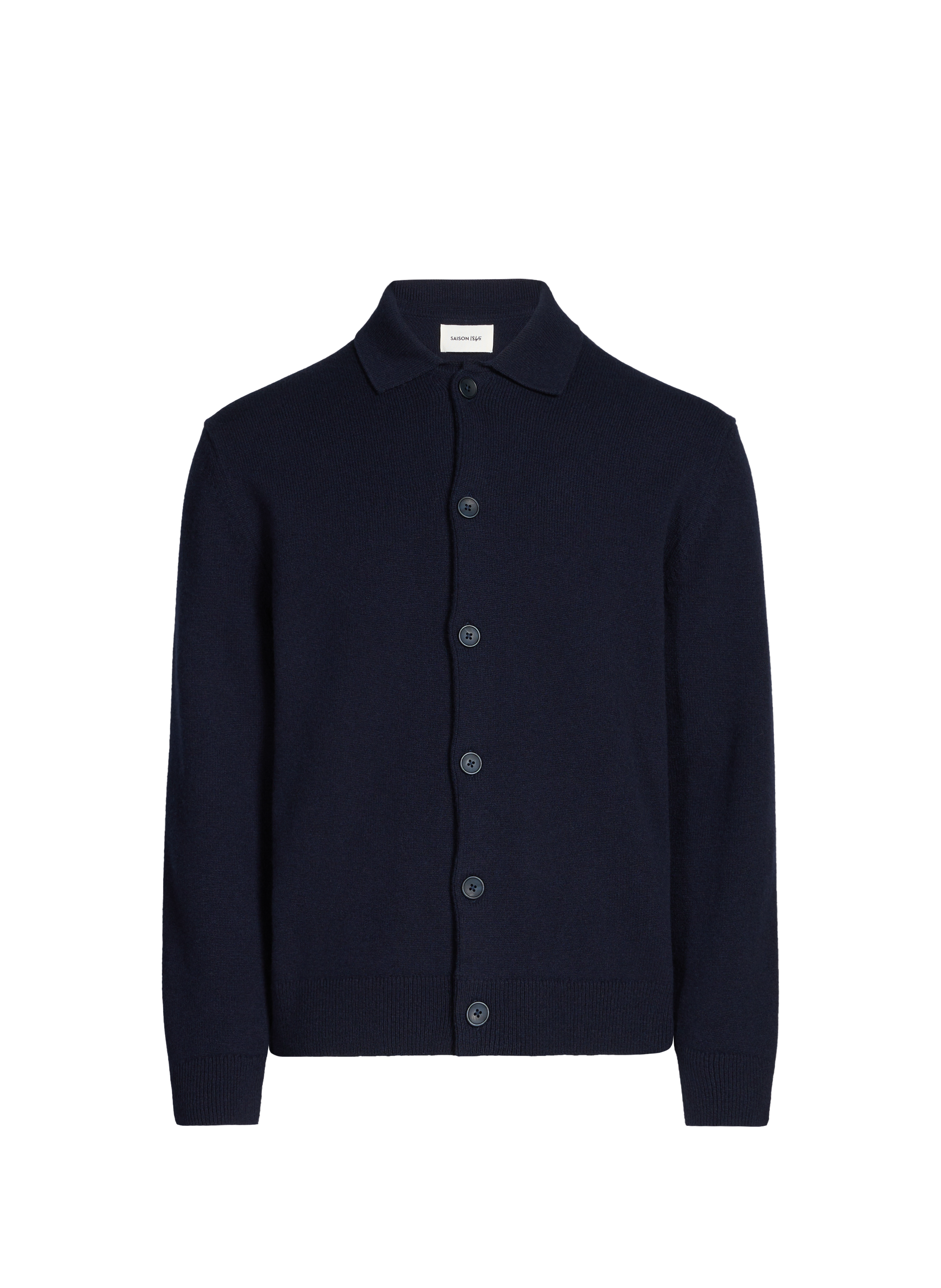Wool polo collar cardigan SAISON 1865 Blue