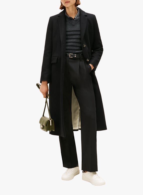 Manteau long en laine mélangée et cachemire Noir Tommy hilfiger