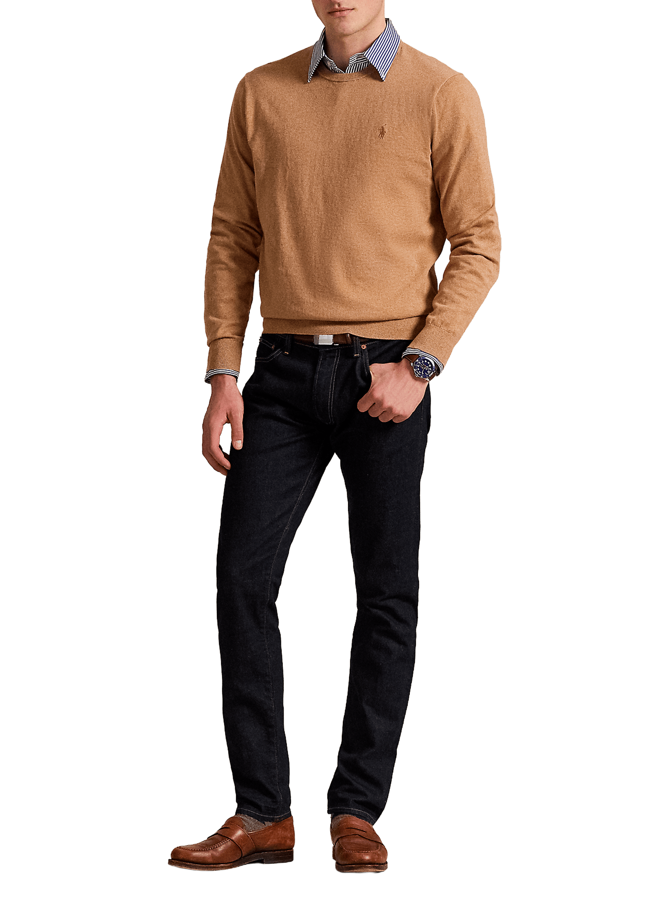 Straight embroidered sweater in cotton and cashmere blend POLO RALPH LAUREN Beige