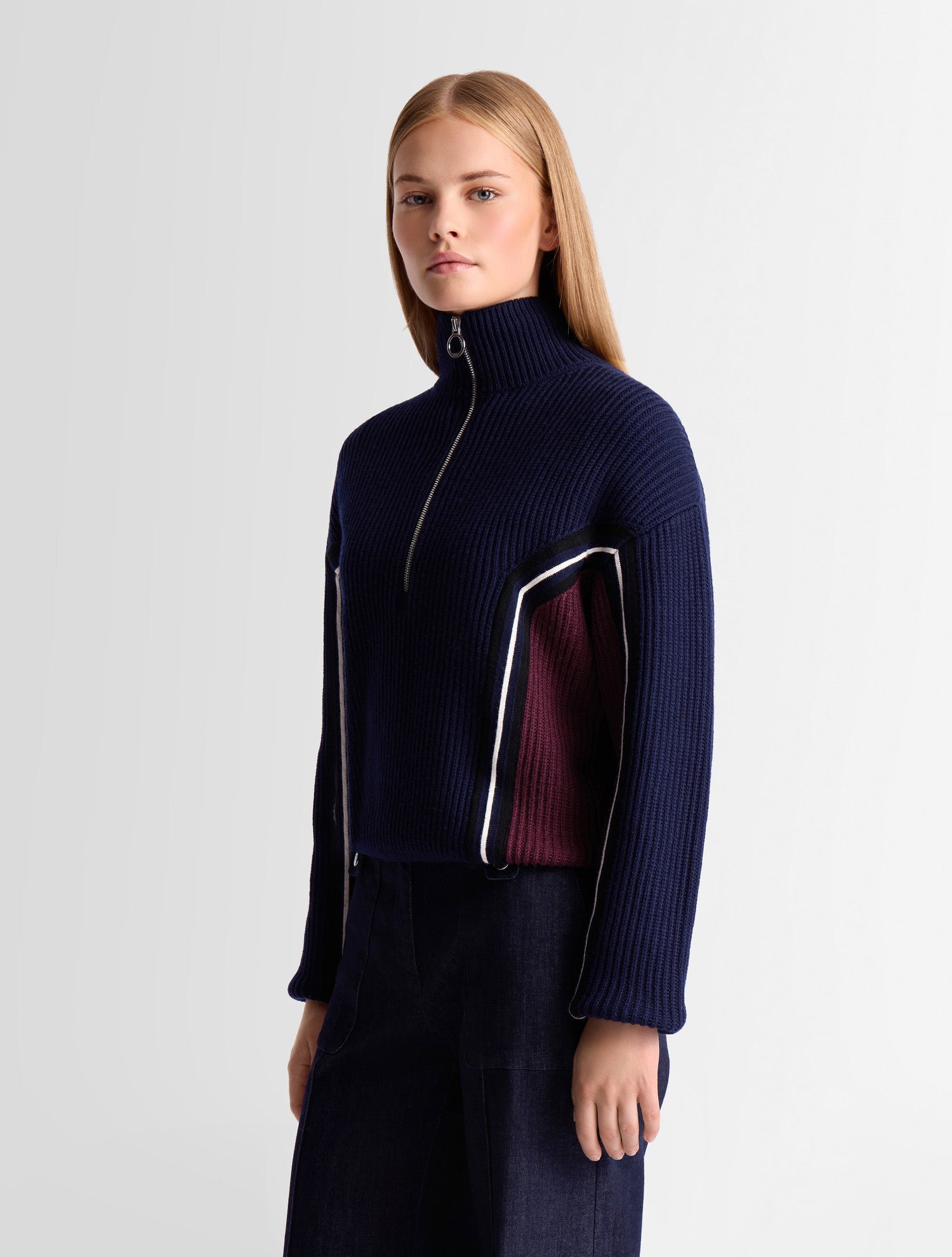 Pull mirala col montant coupe regular FUSALP Bleu