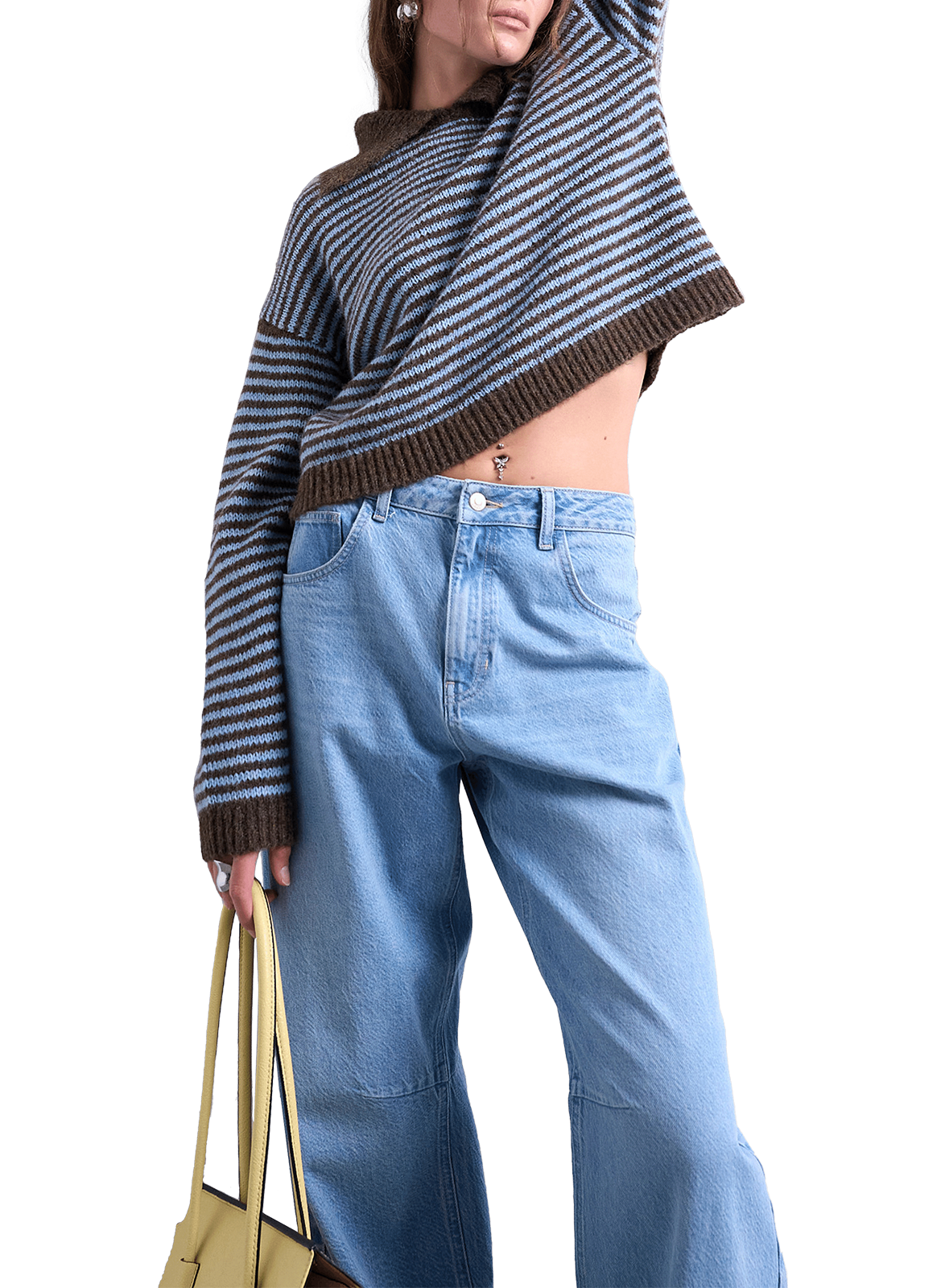 Pull rayé à col classique TOPSHOP Bleu