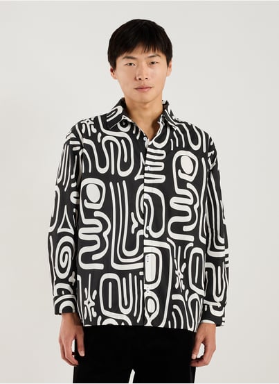 Oversized cotton shirt with patterns HELAS CAPS Oversized cotton shirt with patterns HELAS CAPS