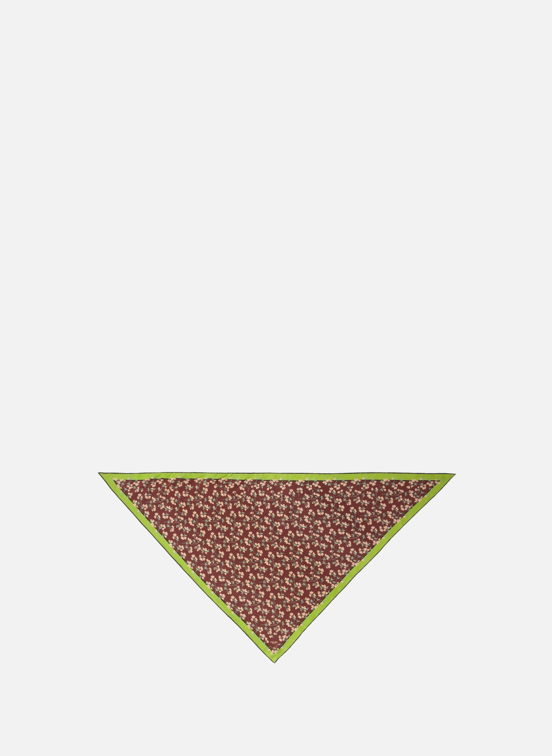 Foulard en sergé de soie imprimé PRADA Marron
