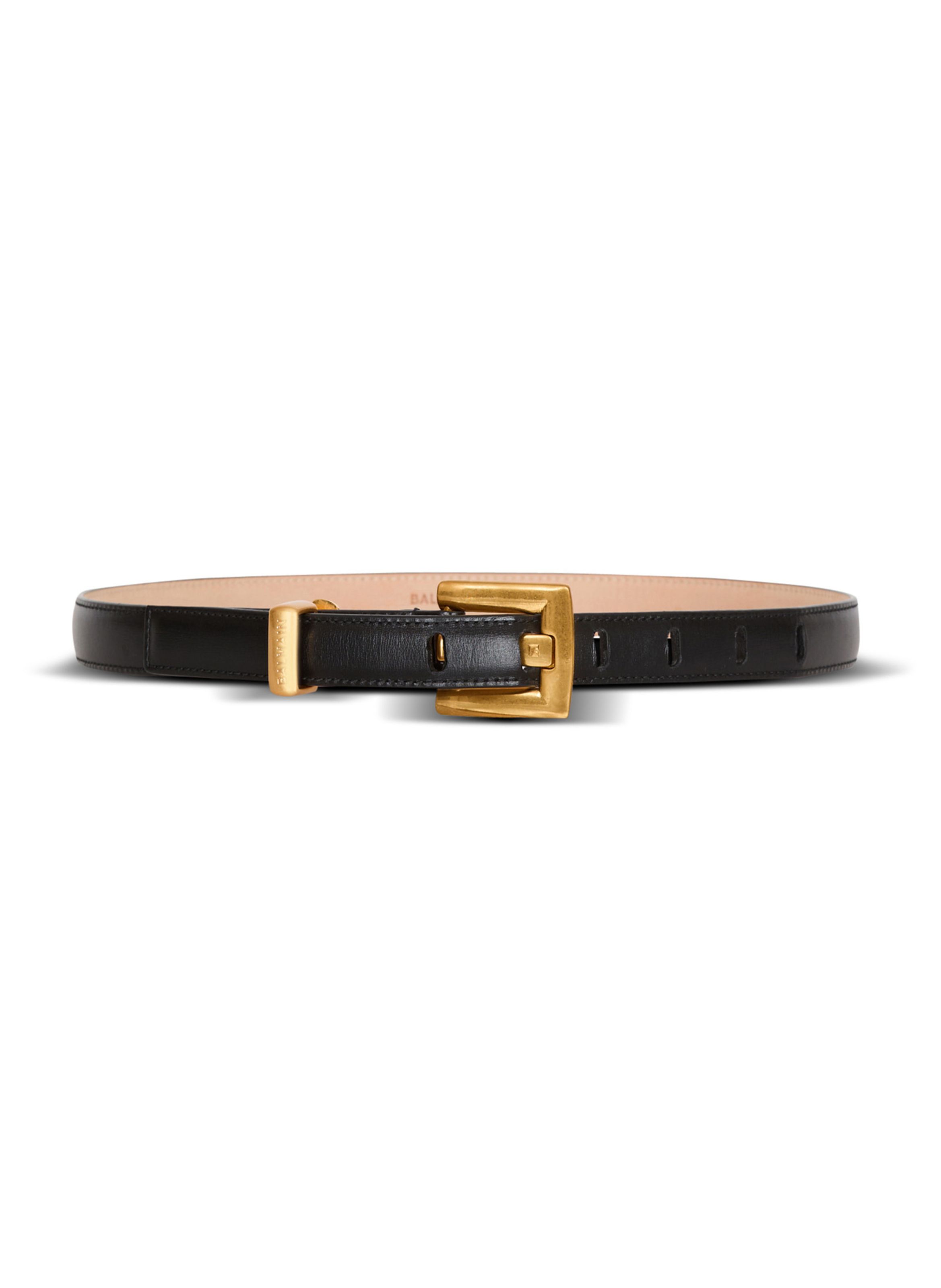 Ceinture anthem en cuir de veau BALMAIN Noir