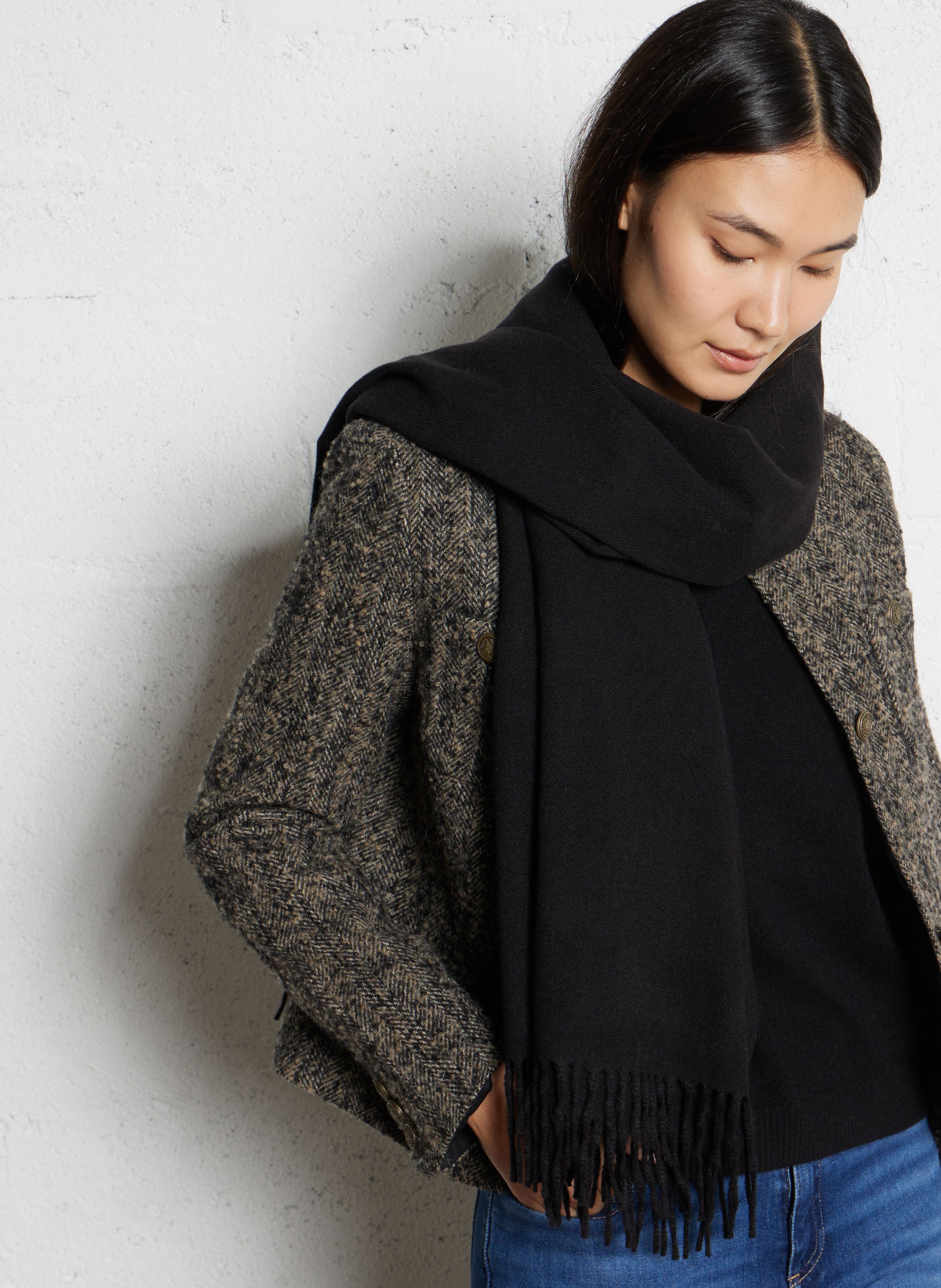 Echarpe en maille tom MAISON 123 Noir