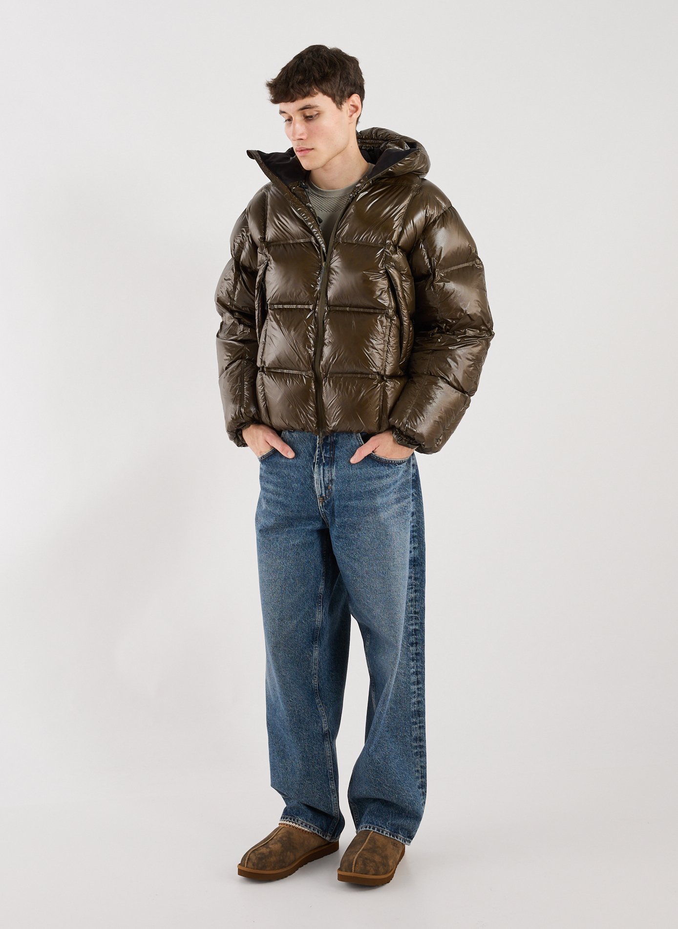 Cube 650 fill power quilted hooded down jacket ROA Khaki