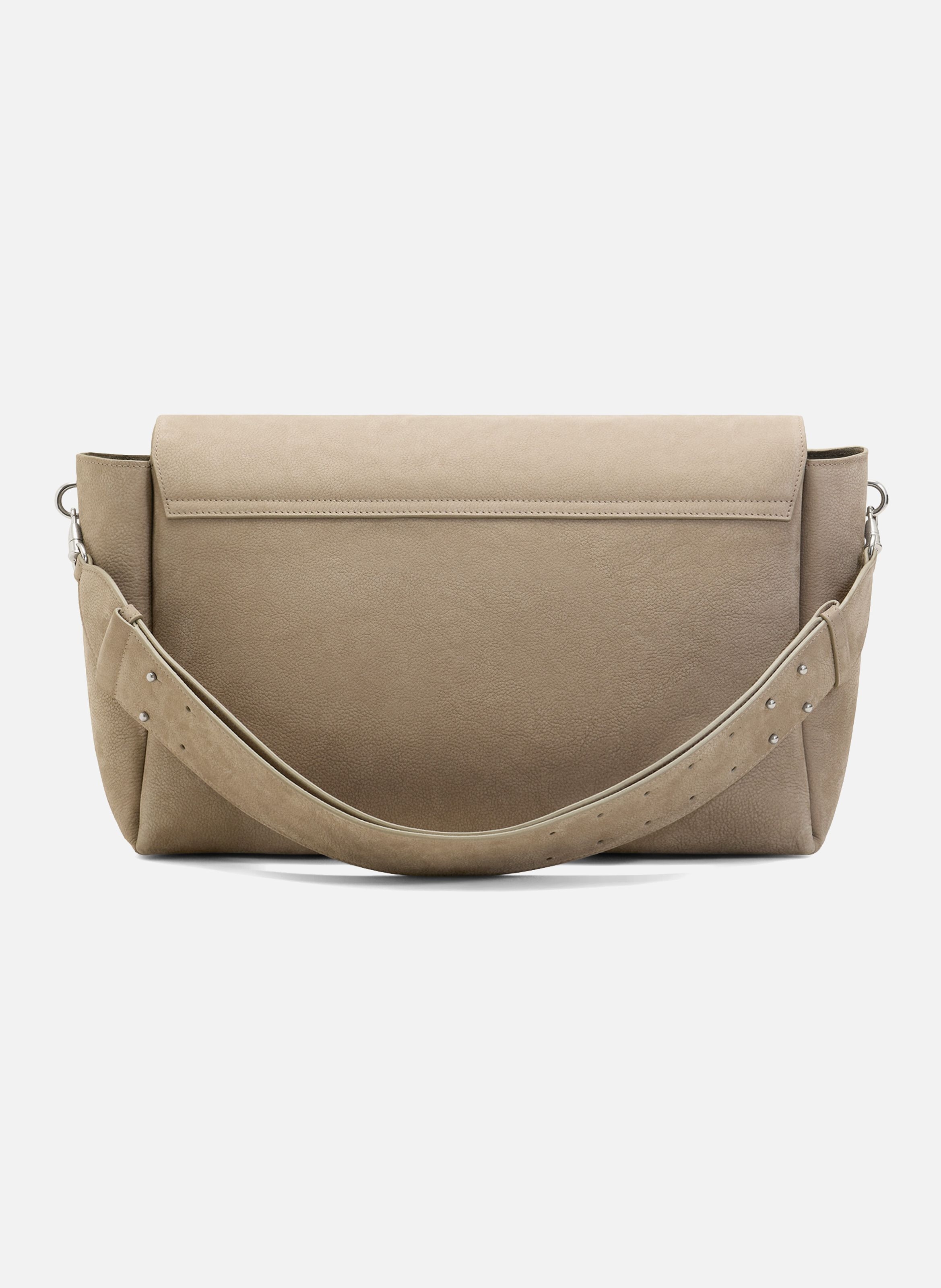 Grand sac à rabat carrousel unisexe en cuir de vache AMI PARIS Gris