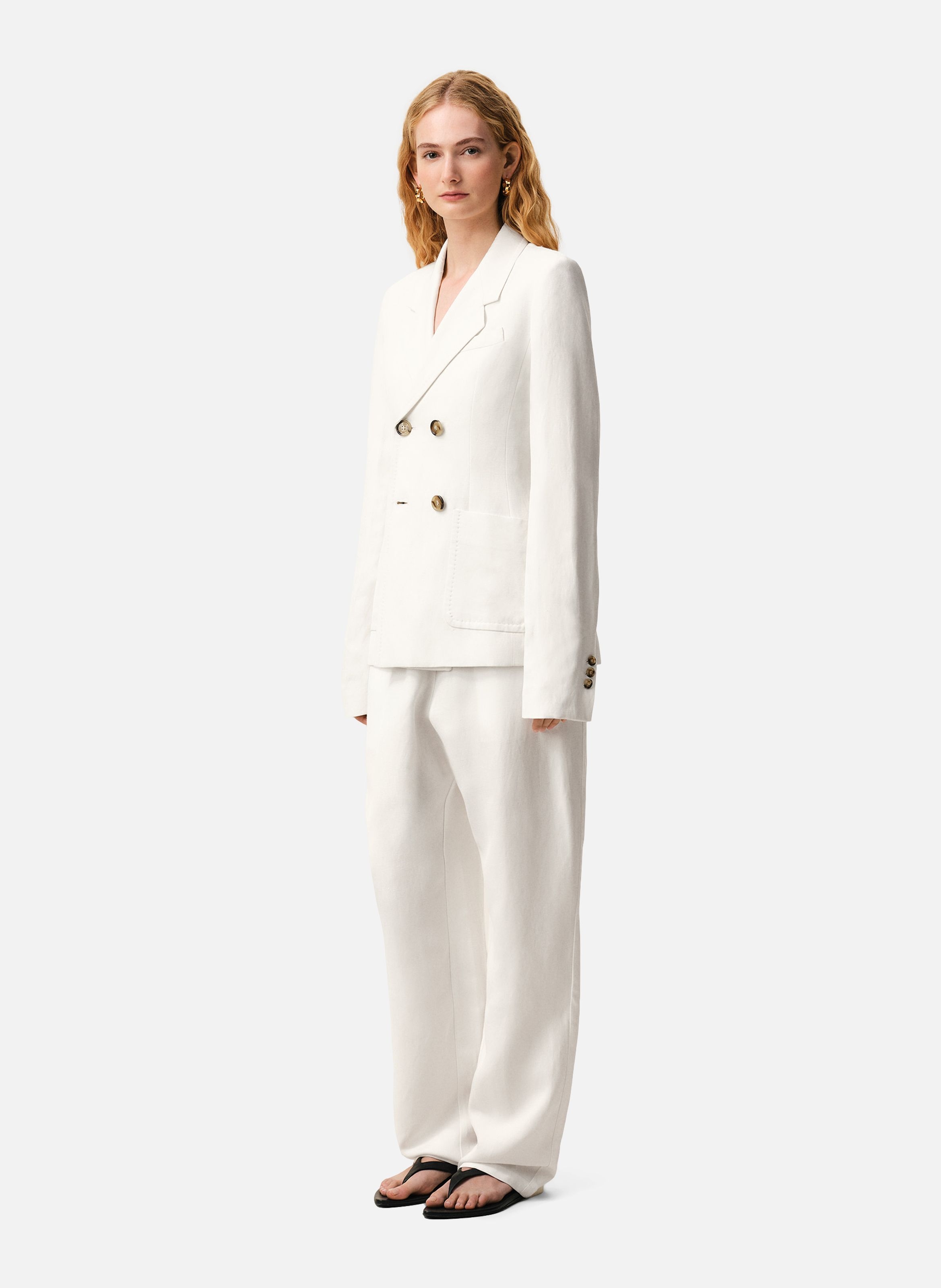 Veste bar double boutonnage en lin AMI PARIS Blanc