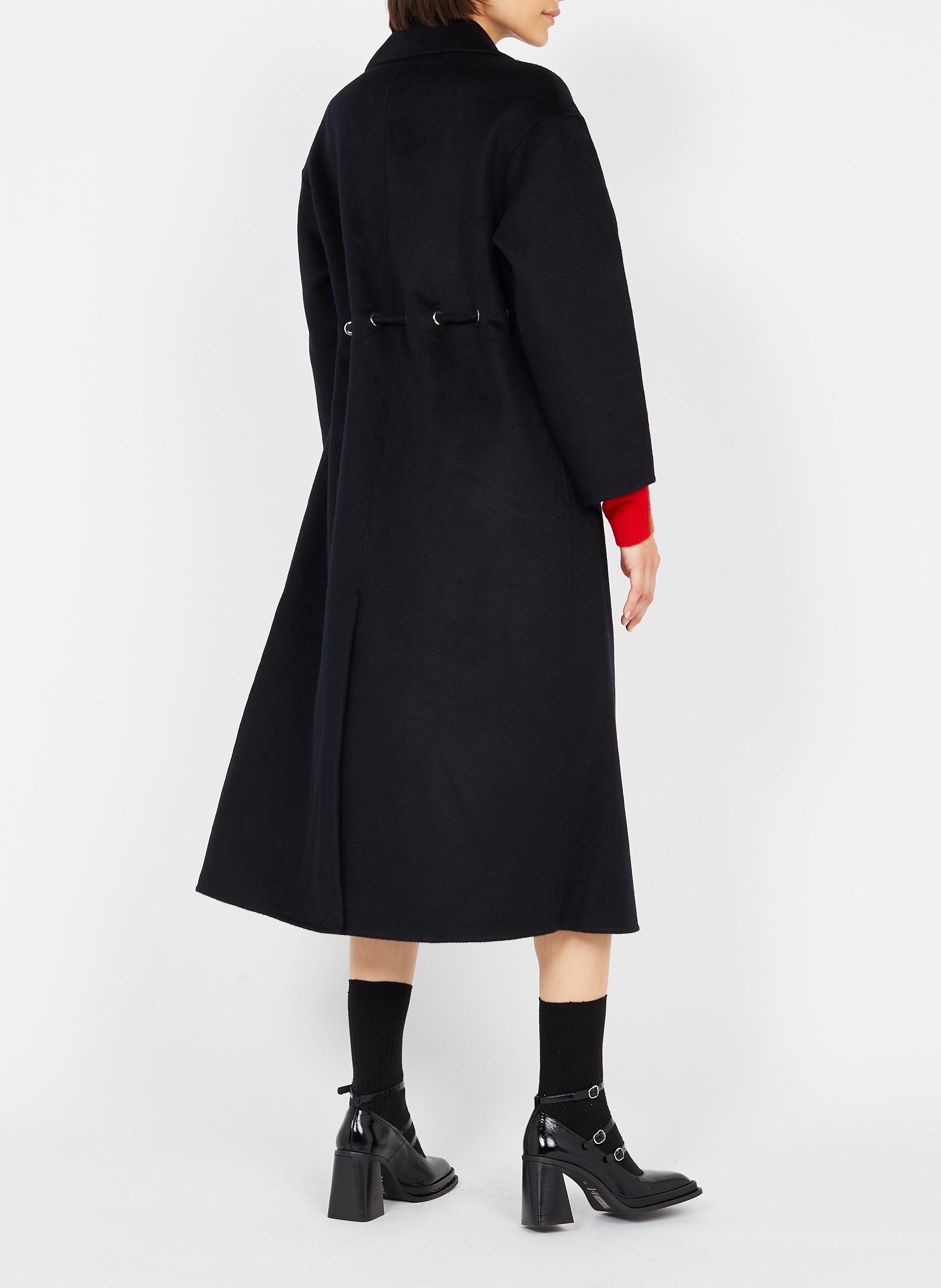 Manteau long col classique en laine mélangée kate BA&SH Noir