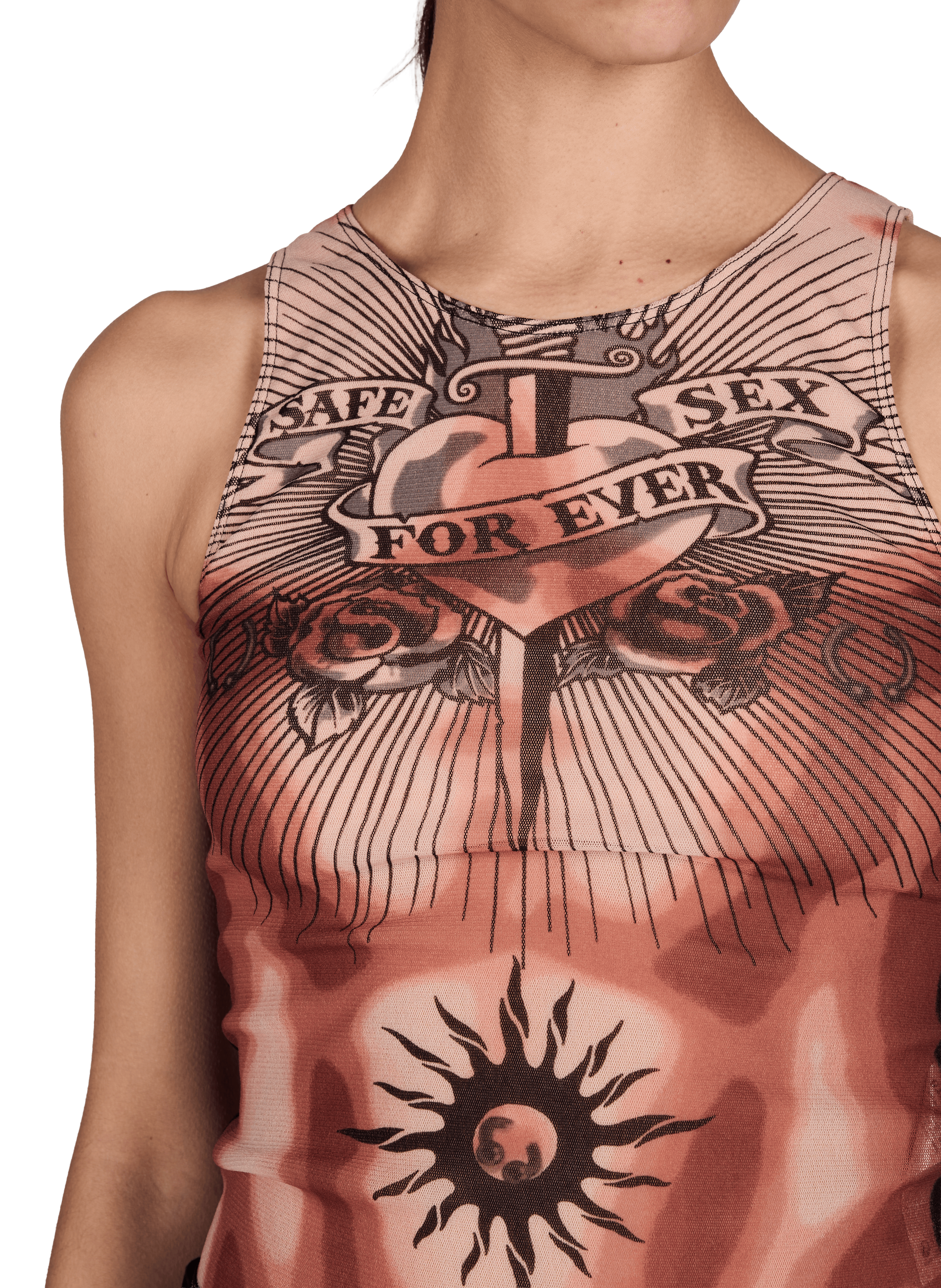 Printed sheer top JEAN PAUL GAULTIER Beige
