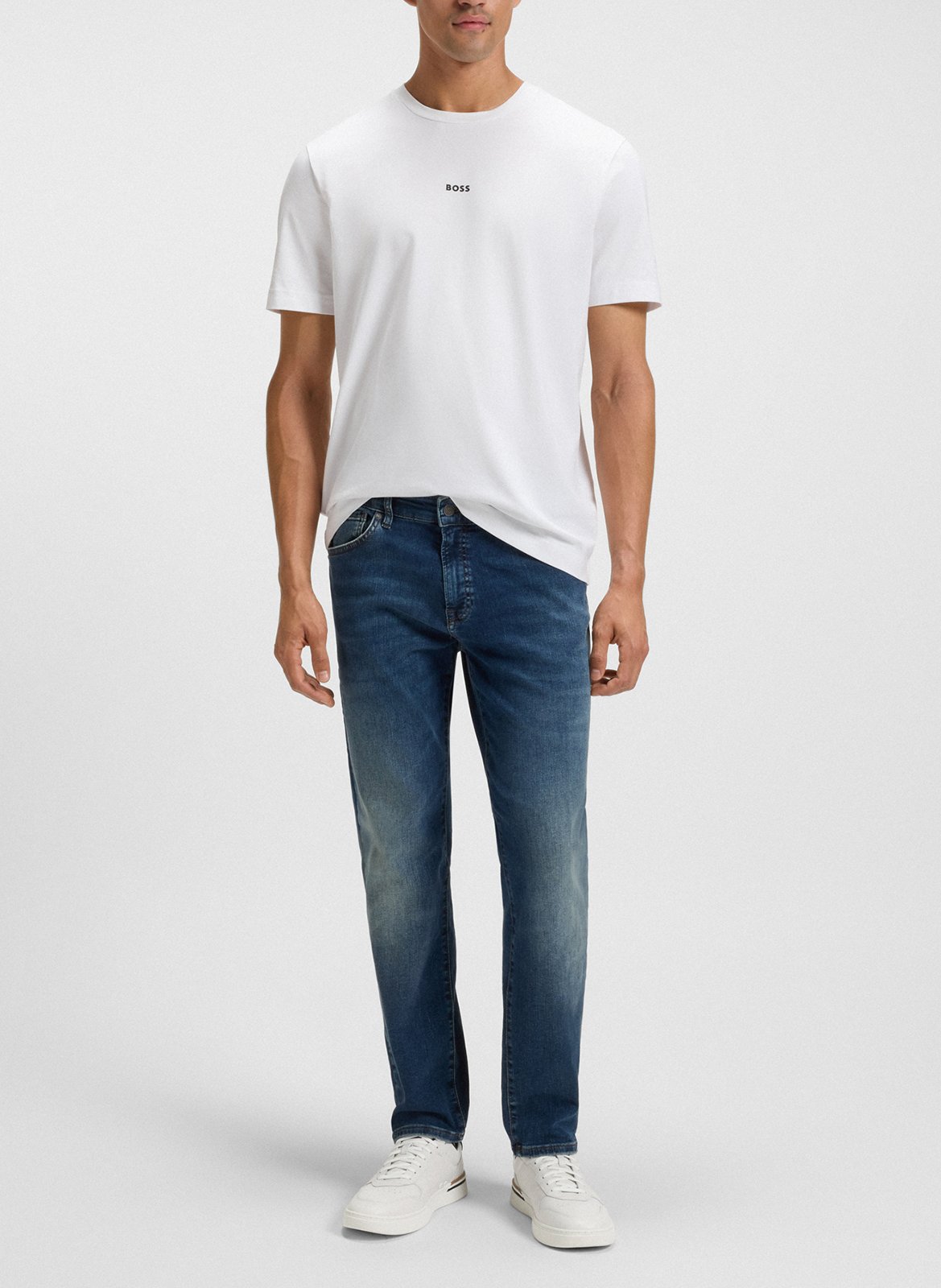 Baskets basses à lacets en cuir BOSS Blanc