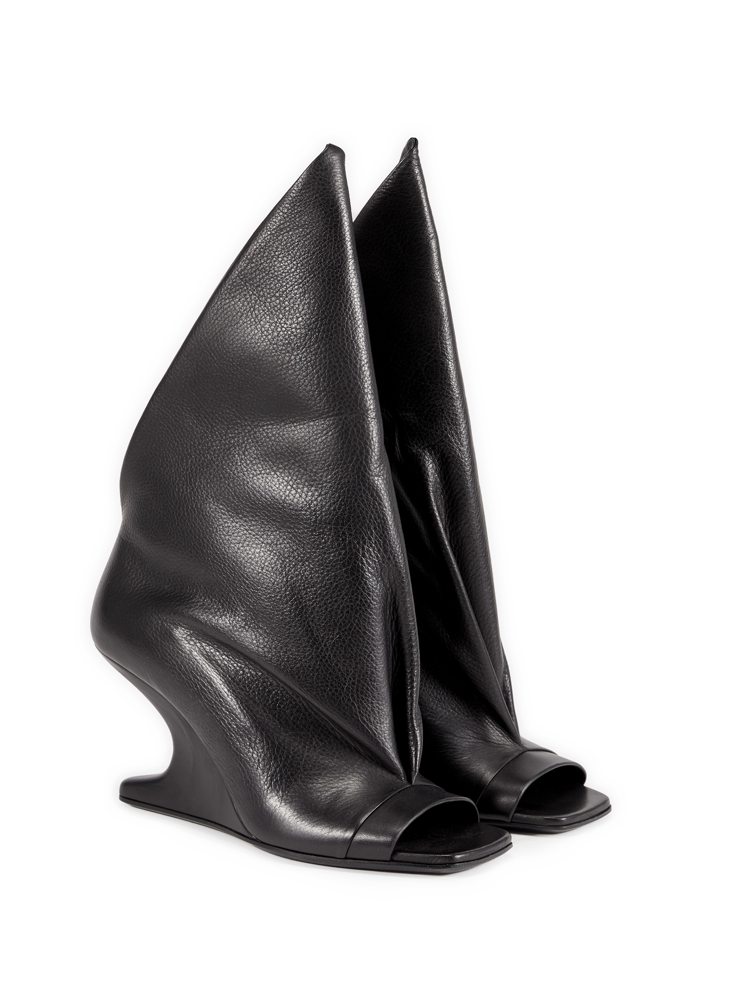 Sandales à talon en cuir grainé RICK OWENS Black