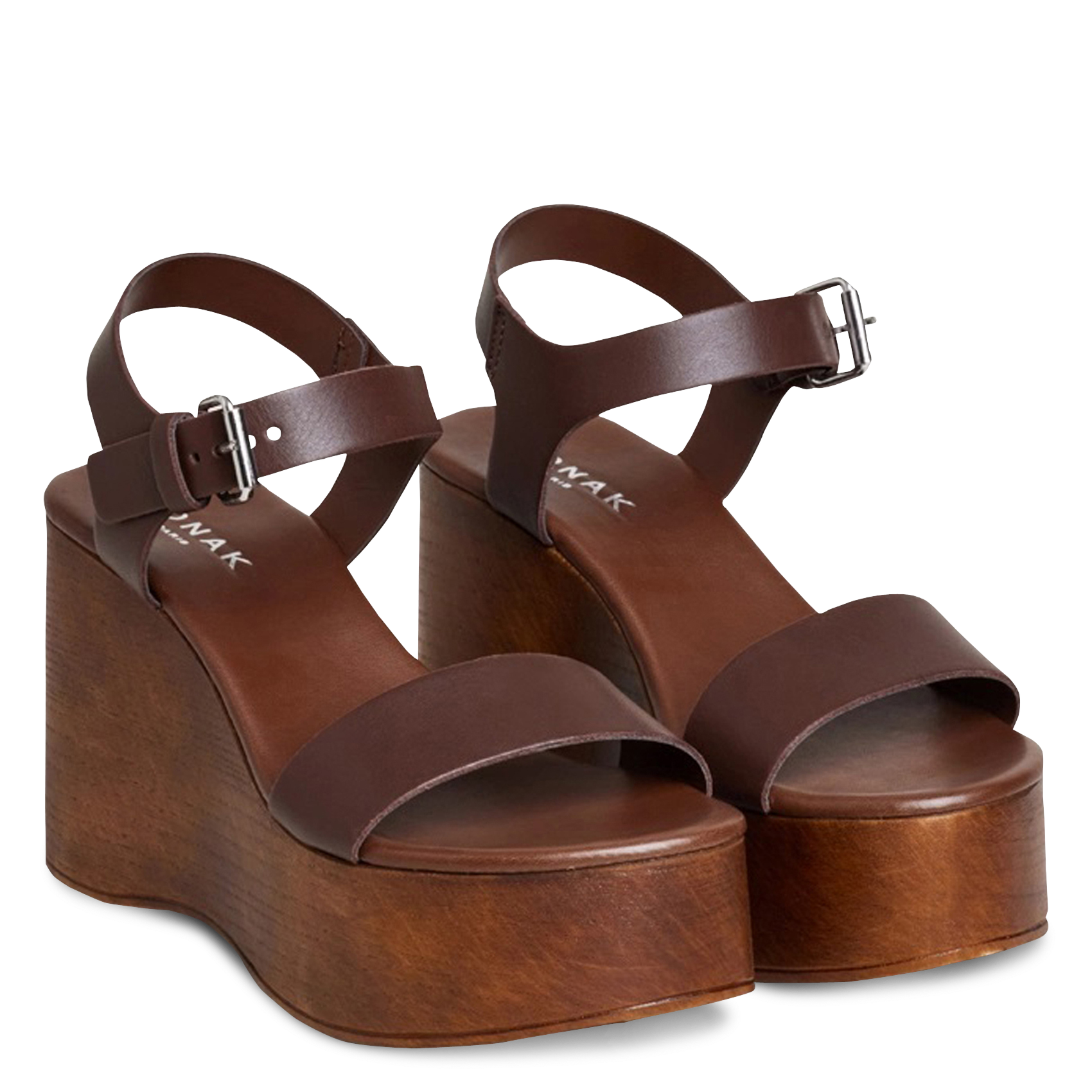 Sandales compensées en cuir ethan JONAK Marron