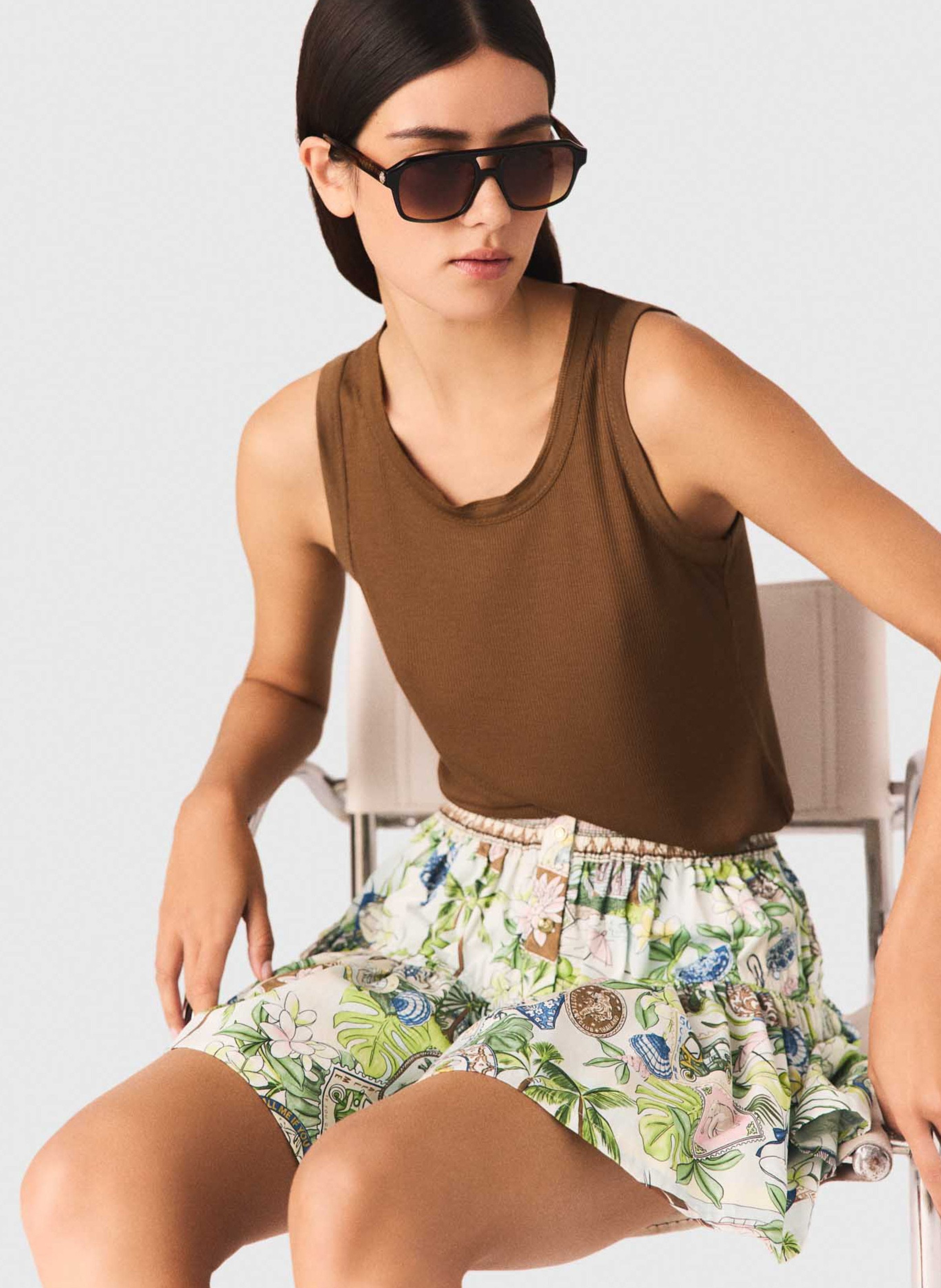 Débardeur droit côtelé MAJE Marron