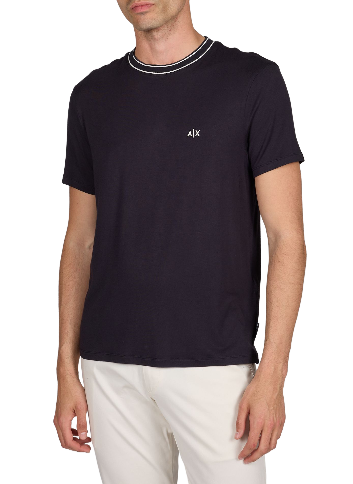 T-shirt logo à col rond ARMANI EXCHANGE Bleu