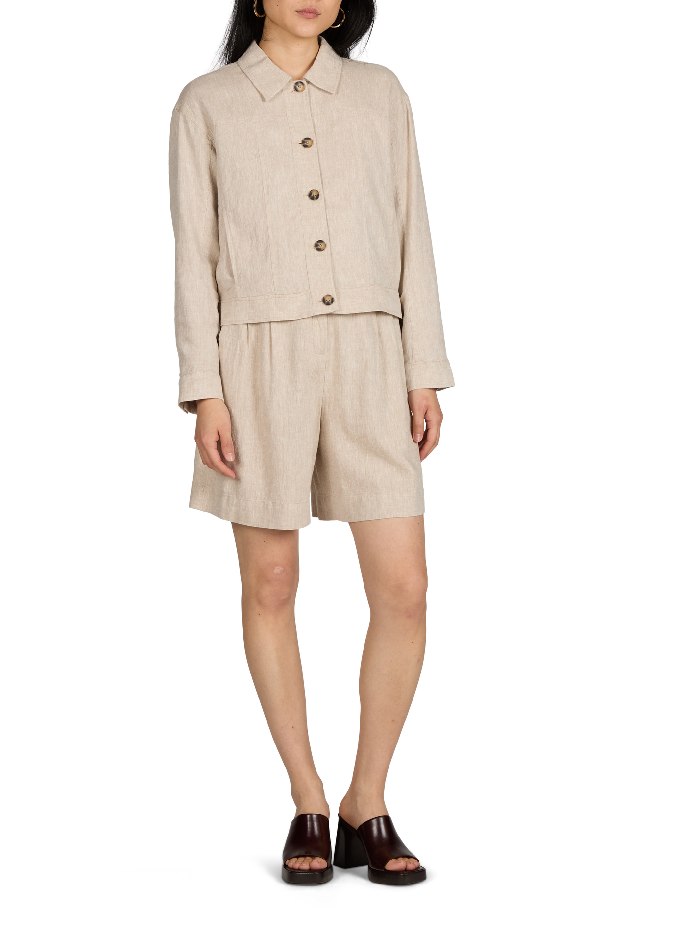 Viana Ginia round-neck linen jacket MSCH Beige