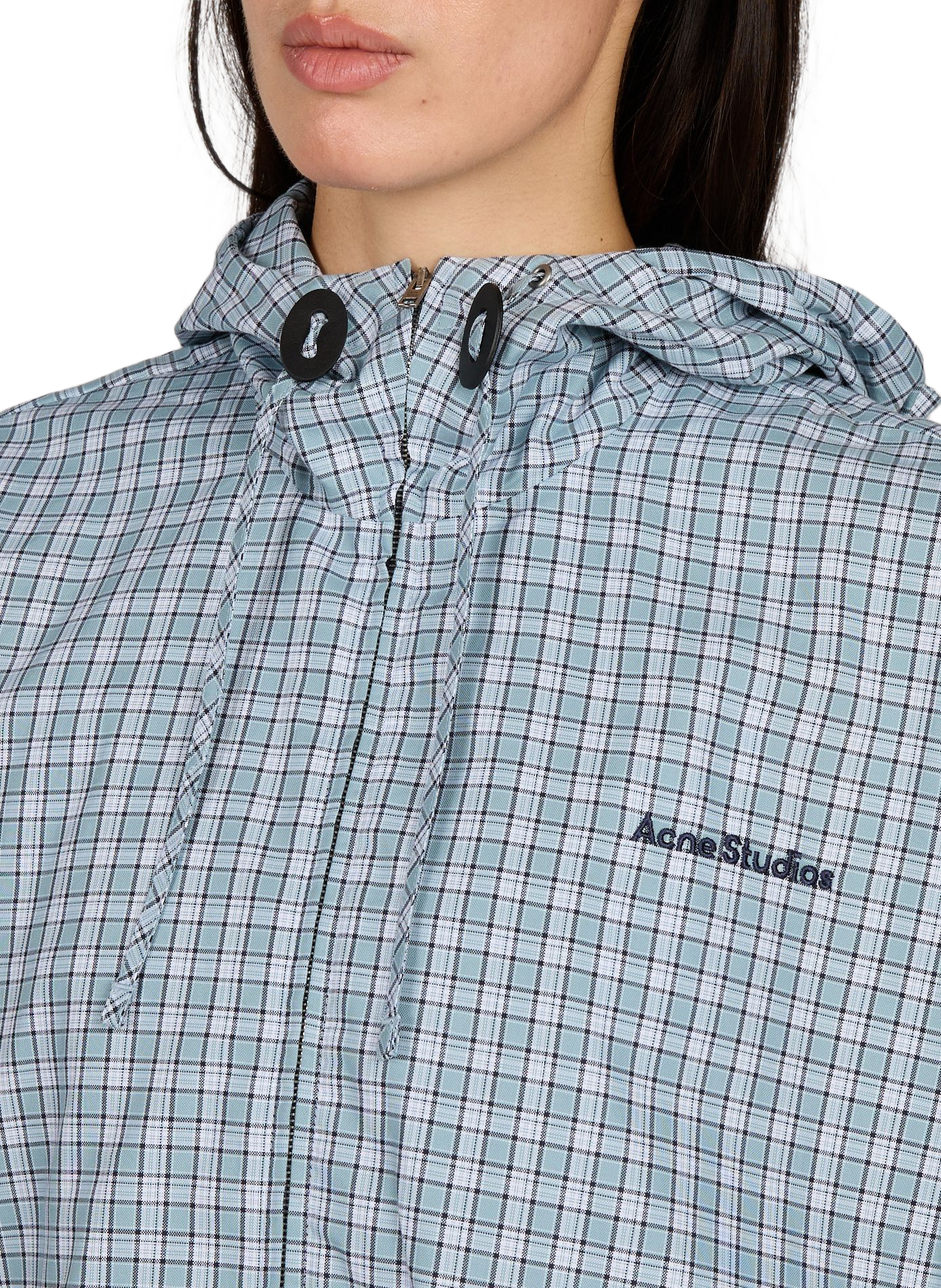 Chaqueta a cuadros con capucha de algodón ACNE STUDIOS Azul