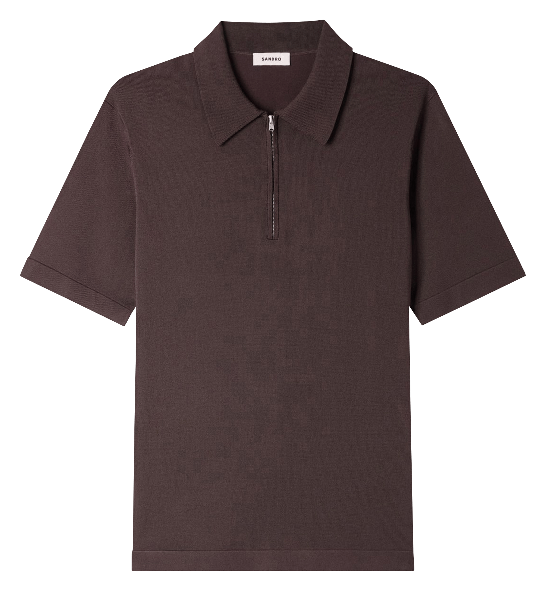 T-shirt manches courtes à col polo zippé SANDRO Marron