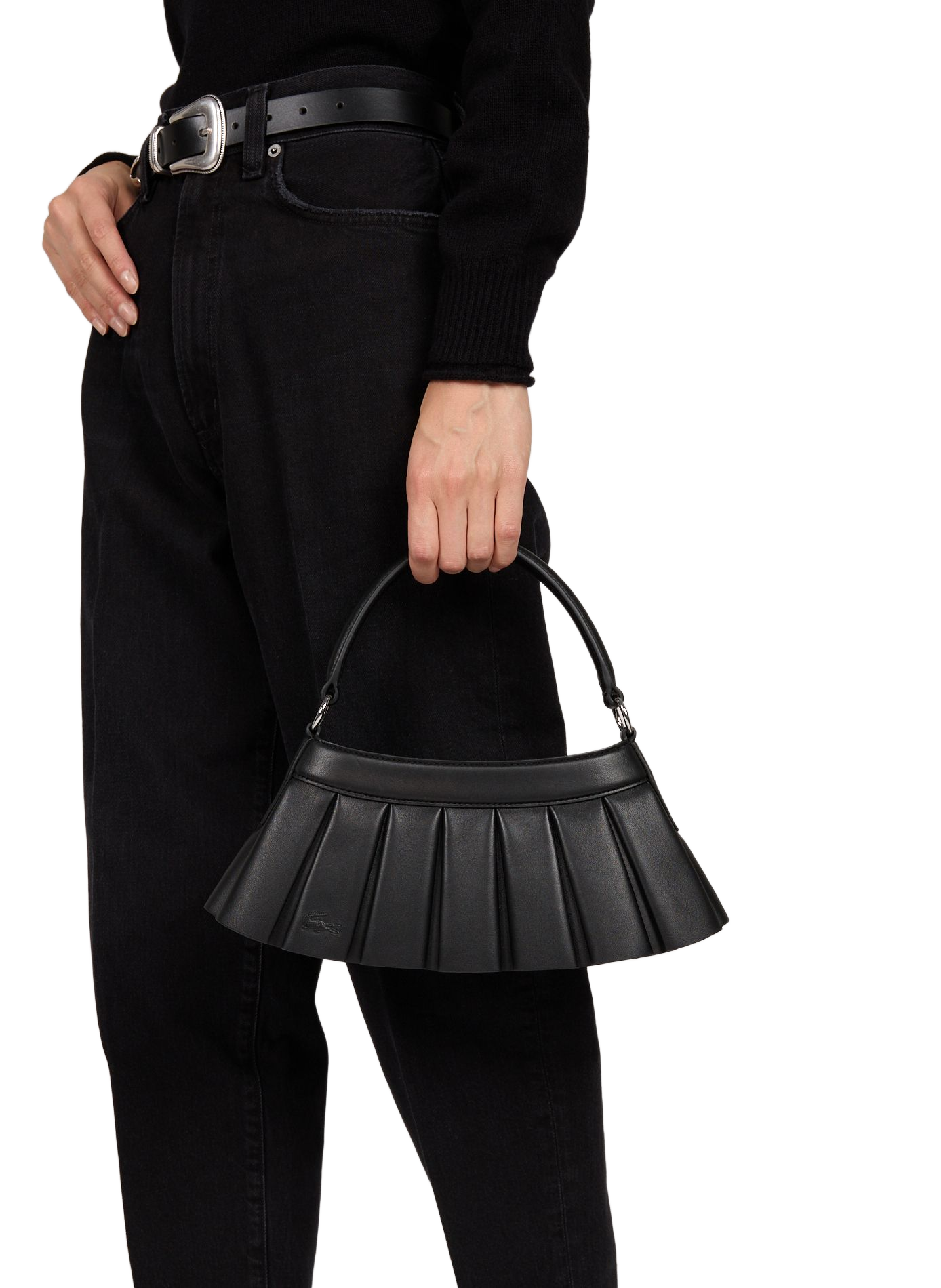 sac à main en cuir LACOSTE Noir