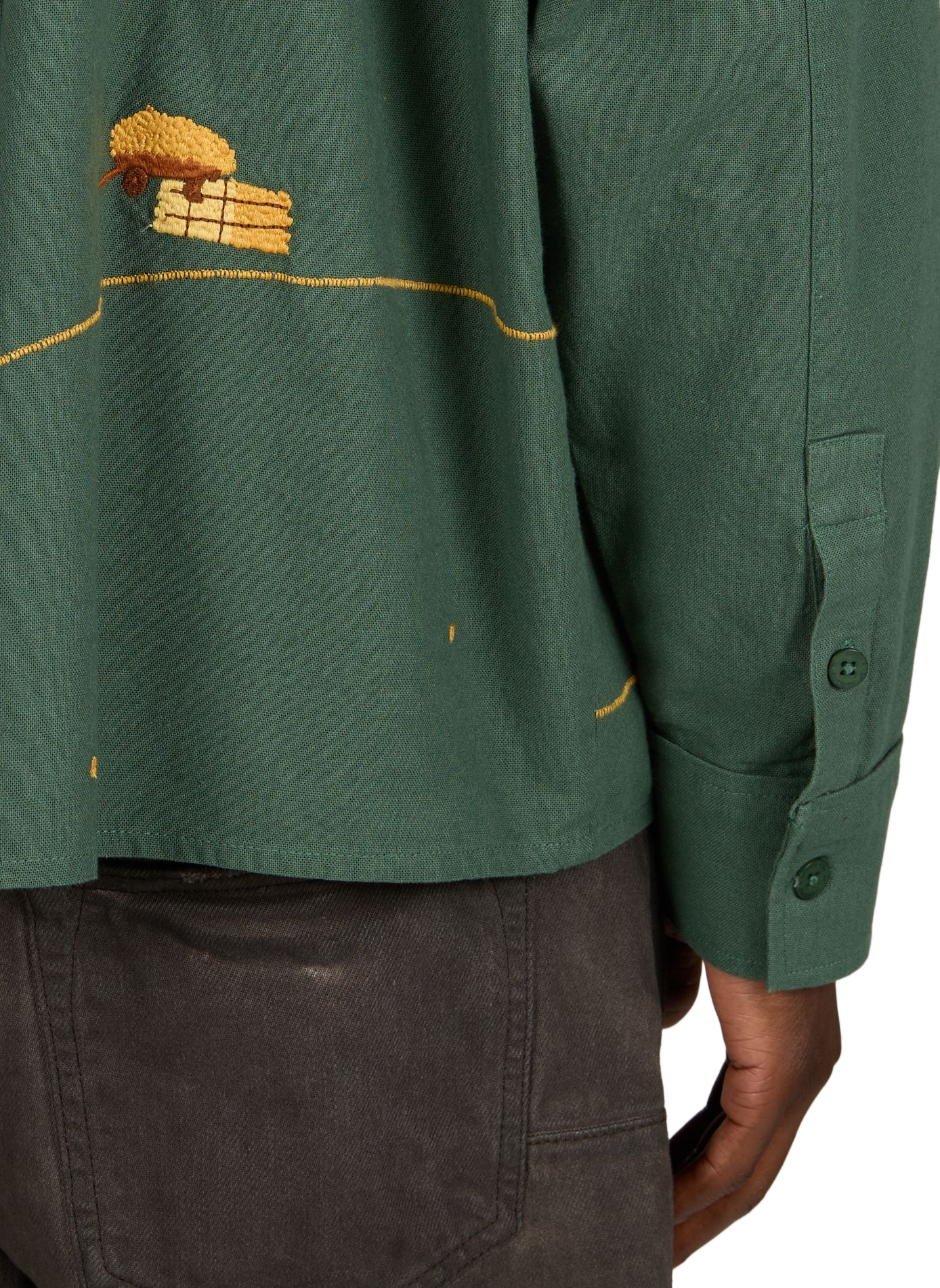 Solid Straight Overshirt THINKING MU Green
