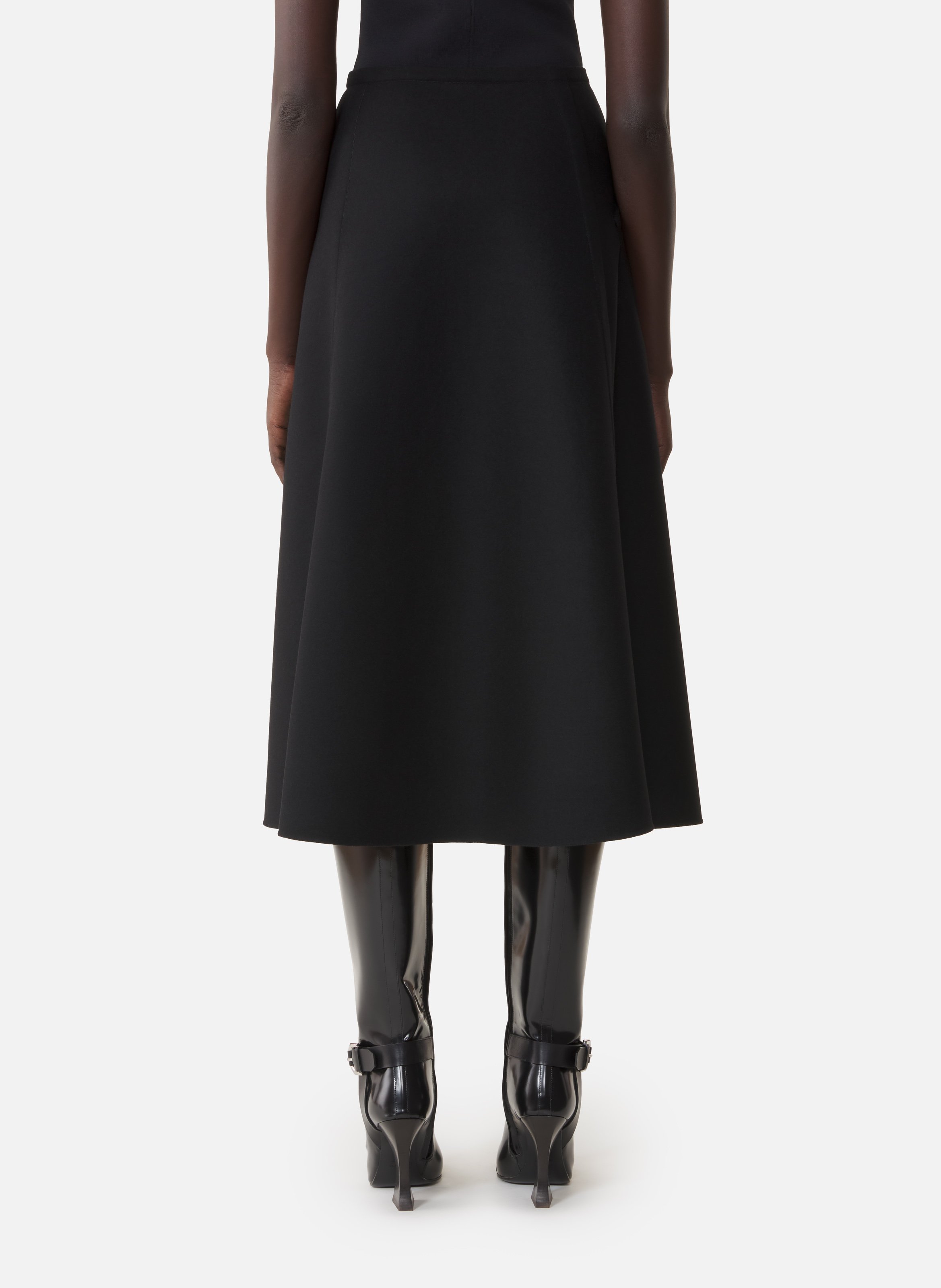 Jupe à franges en laine cachemire double face LANVIN Noir