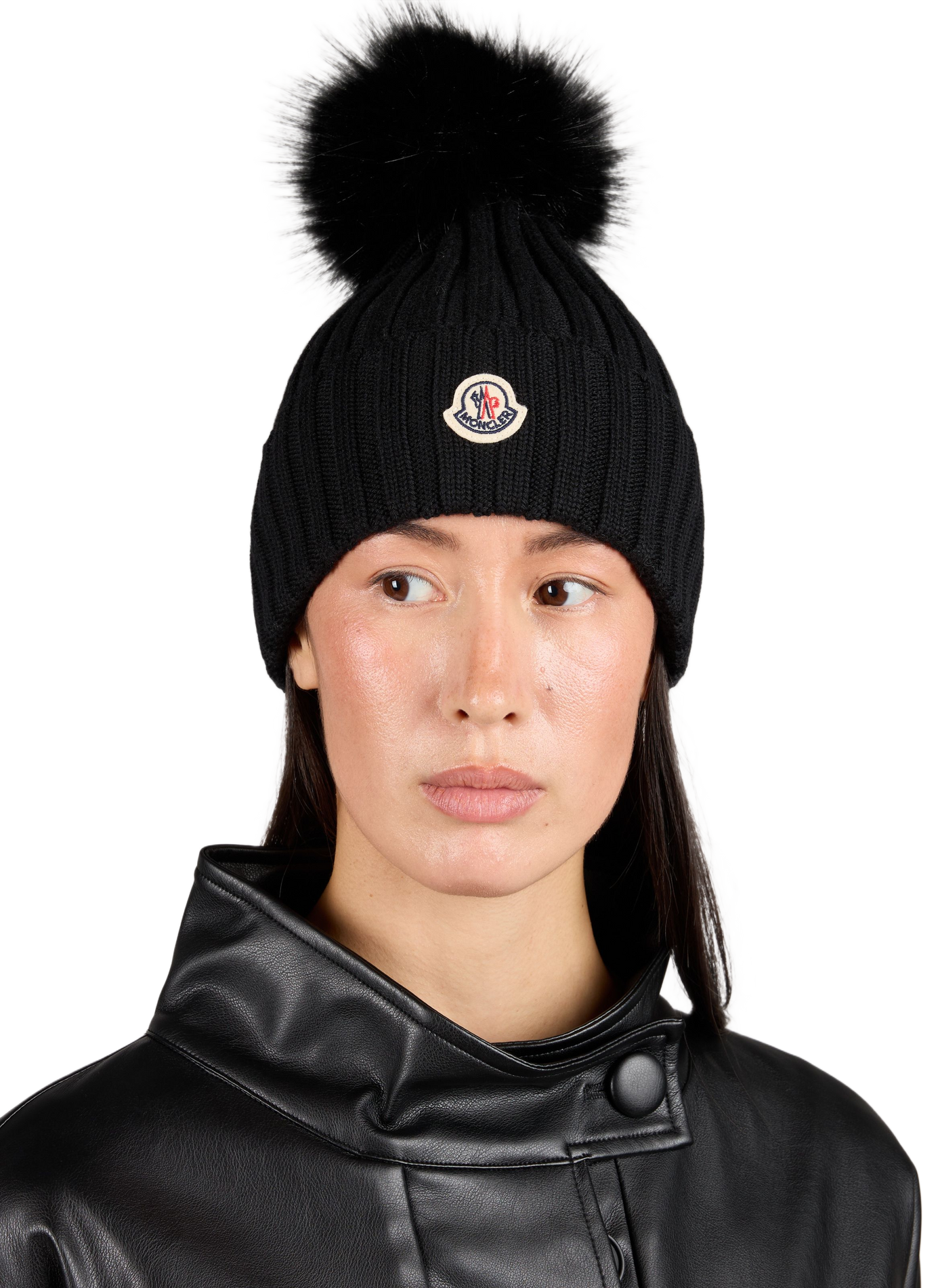 Knit virgin wool beanie MONCLER Black