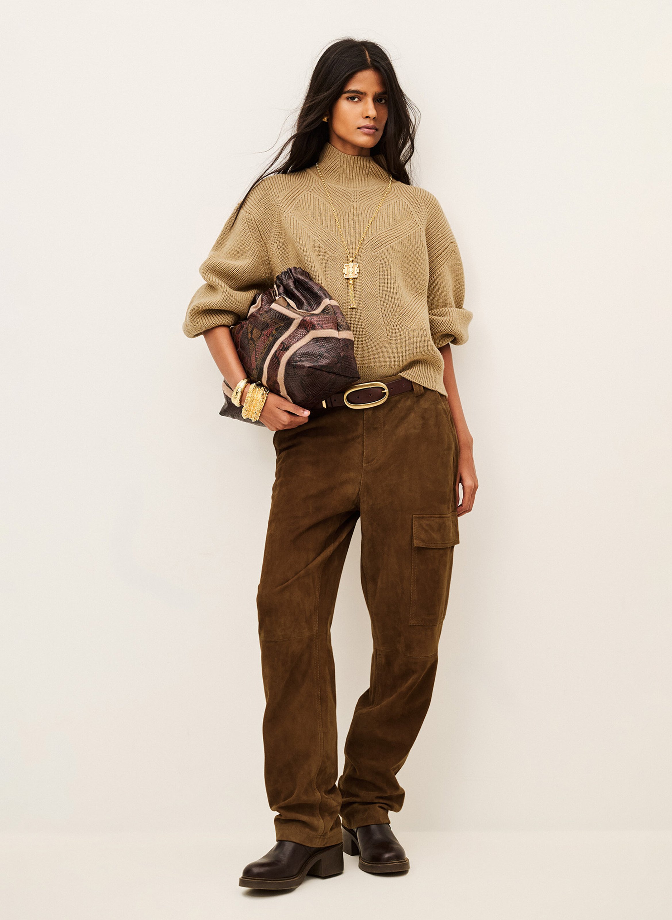 Pull ample col montant en laine lola BA&SH Marron