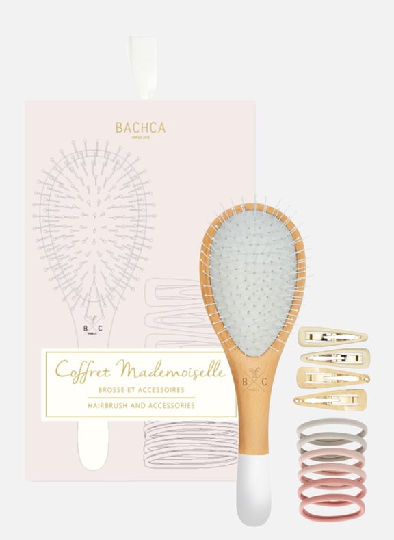 Coffret Mademoiselle brosse nylon + clic clacs + élastiques by BACHCA BACHCA Coffret Mademoiselle brosse nylon + clic clacs + élastiques