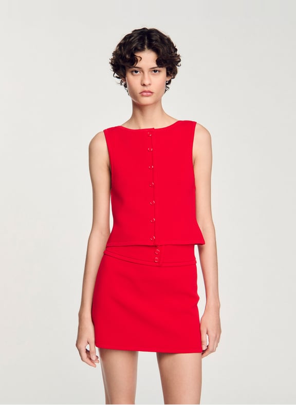 Top droit col rond Rouge by SANDRO SANDRO Top droit col rond Rouge