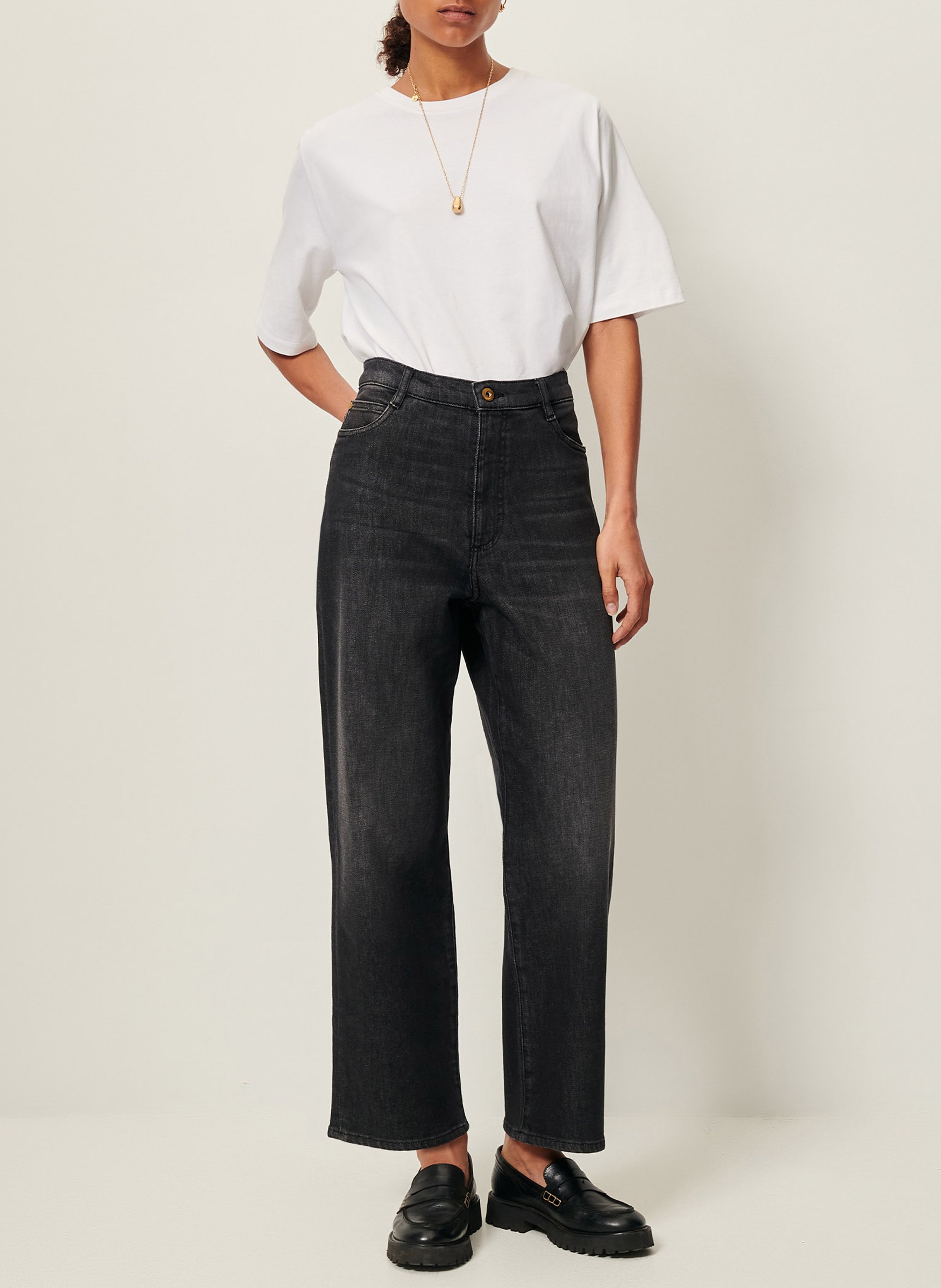 Jean droit taille haute en coton bay cruise SESSUN Noir