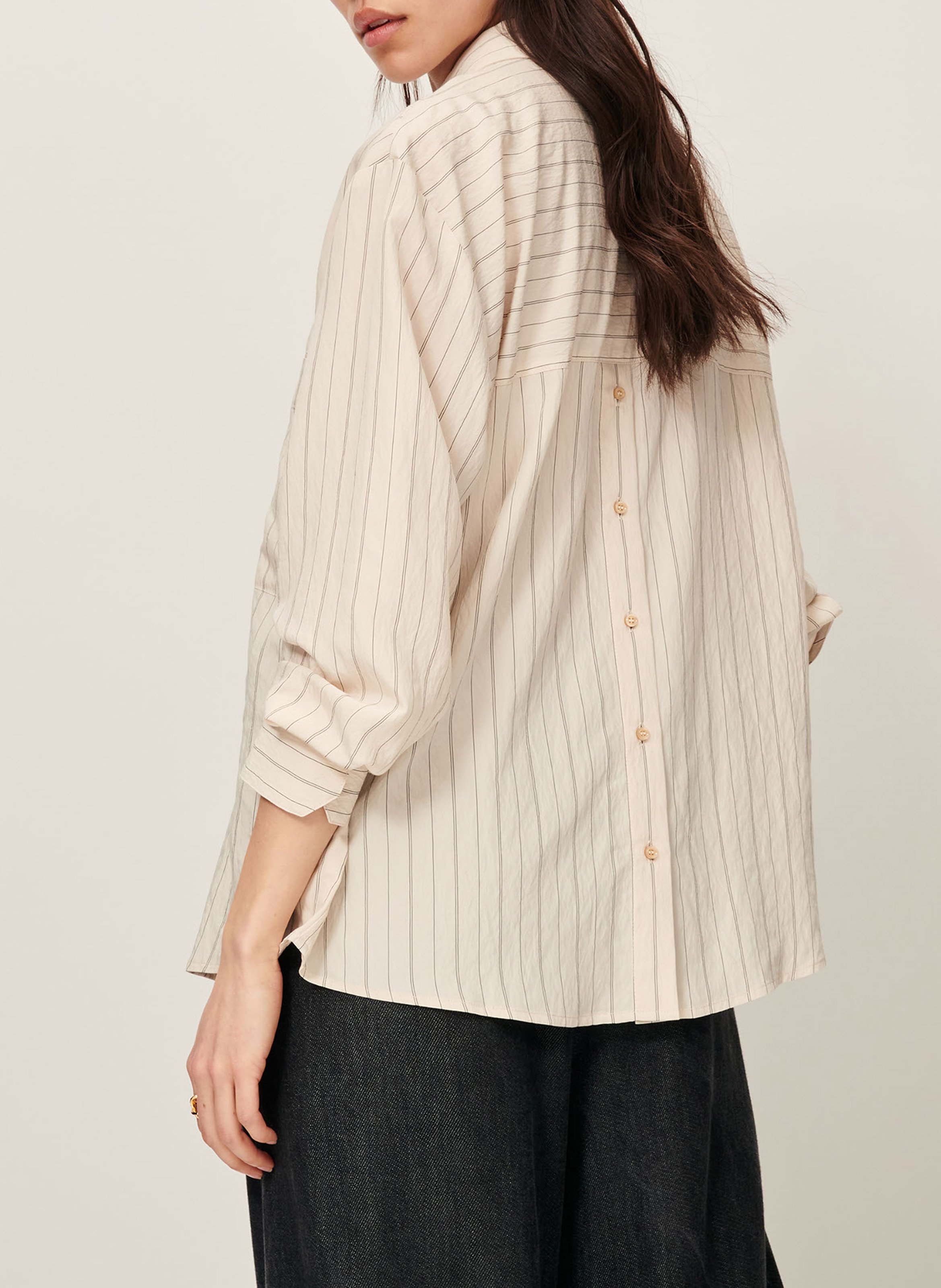 Chemise droite rayée san juan SESSUN Beige