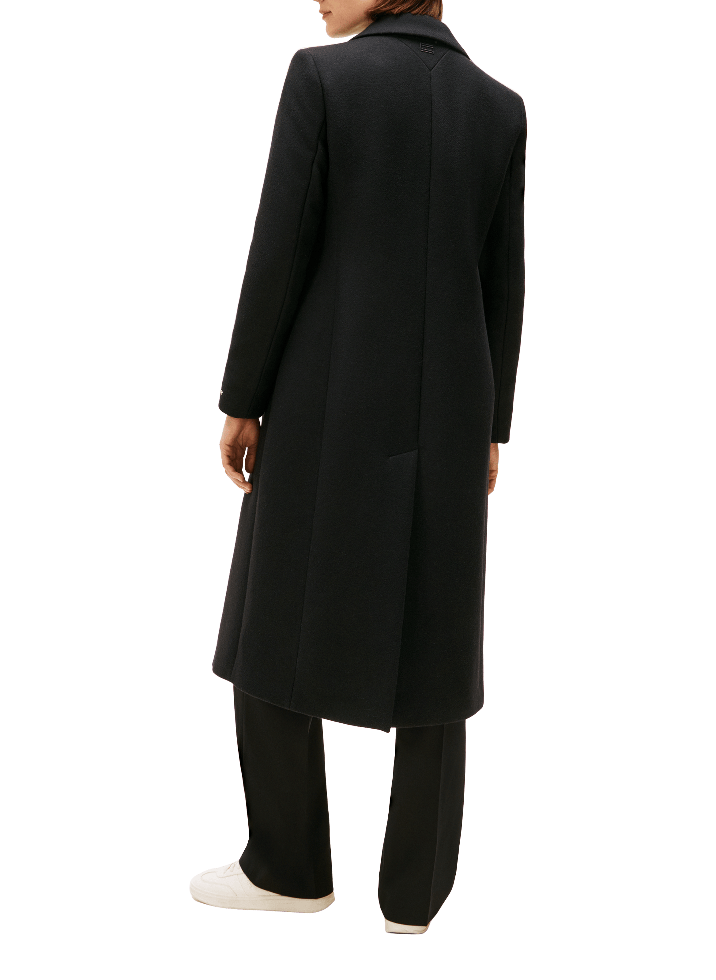 Manteau long en laine mélangée et cachemire TOMMY HILFIGER Noir