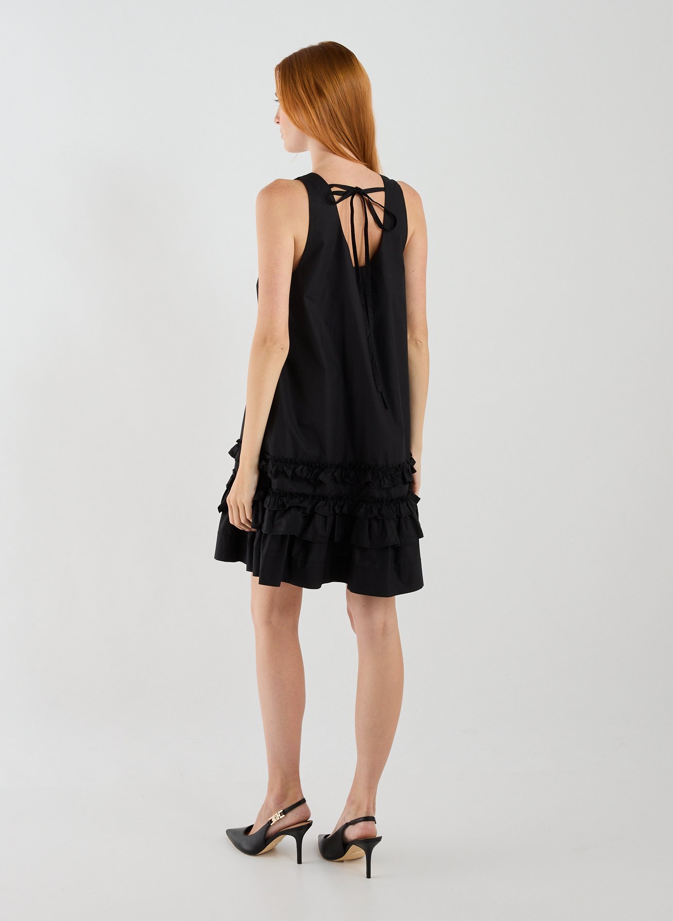 Cotton V-neck dress Black