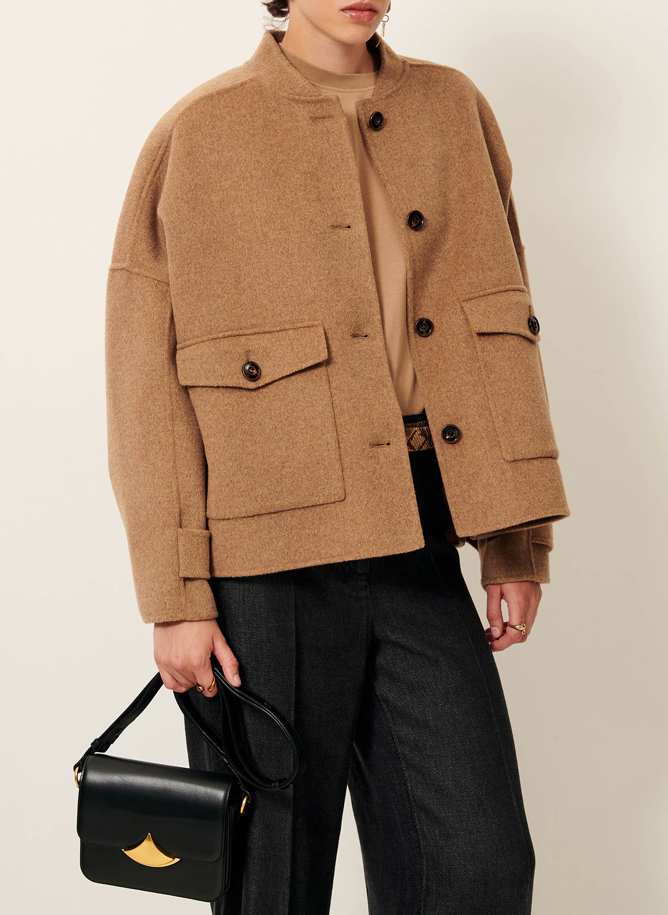 Veste droite en laine mélangée yalespring SESSUN Beige