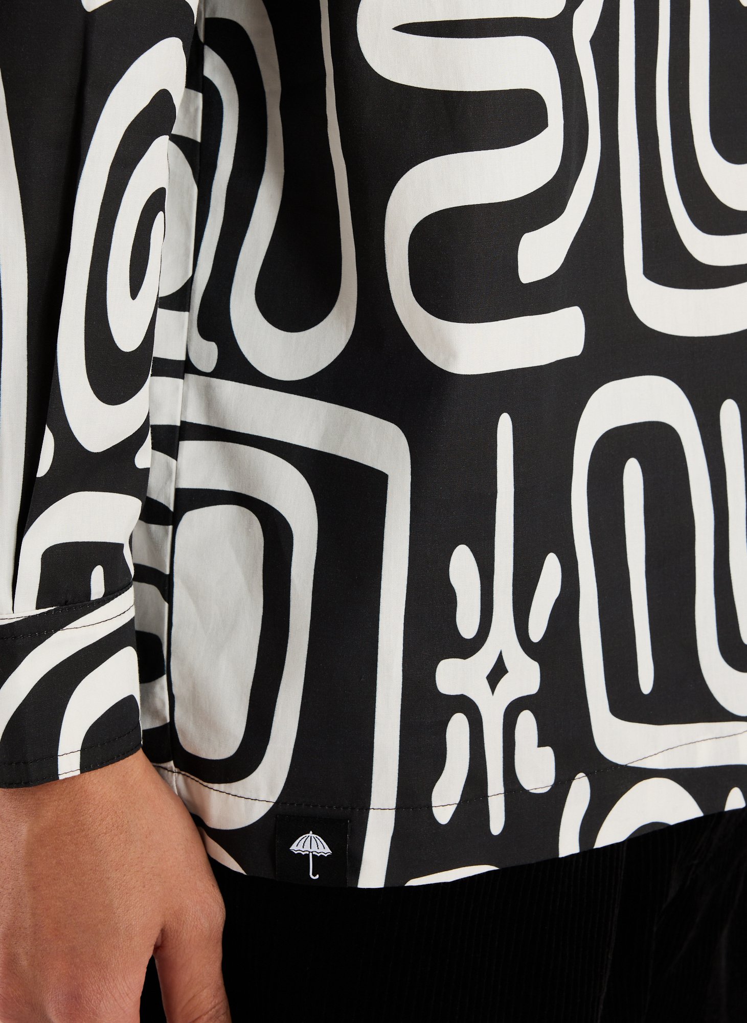 Chemise ample col classique en coton Noir