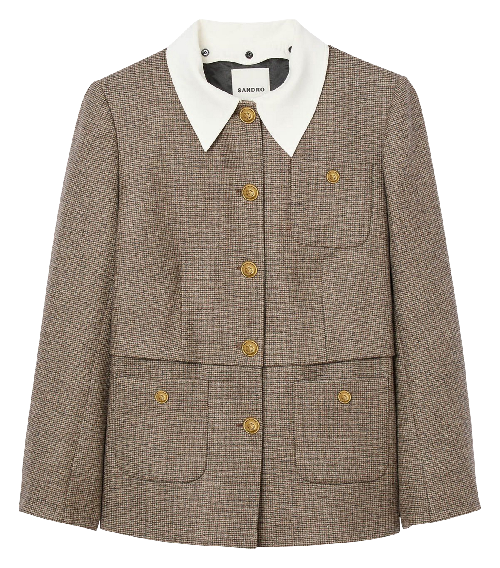 Veste tailleur droite imprimée SANDRO Marron