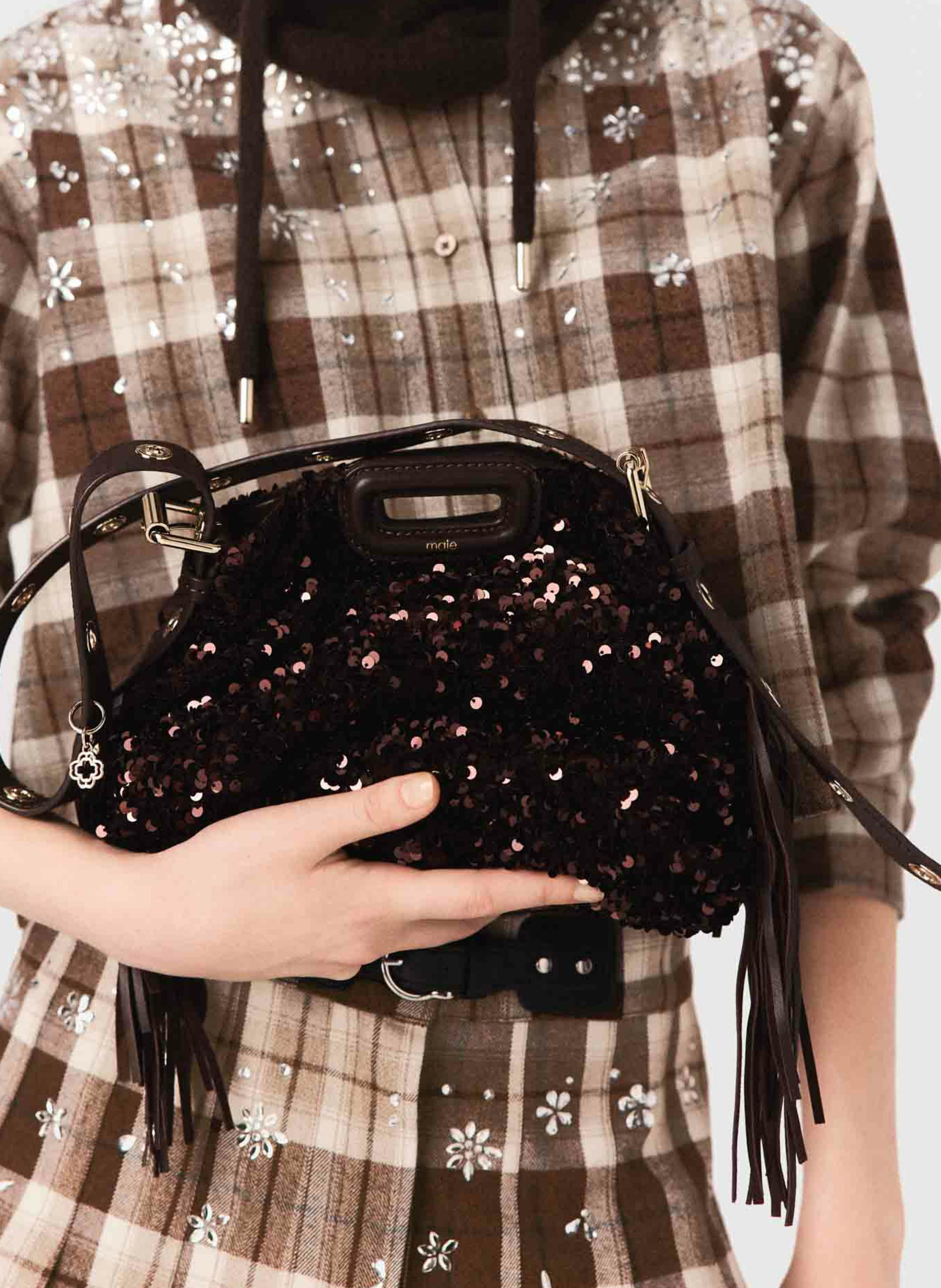 Chemise col classique en coton mélangé MAJE Marron