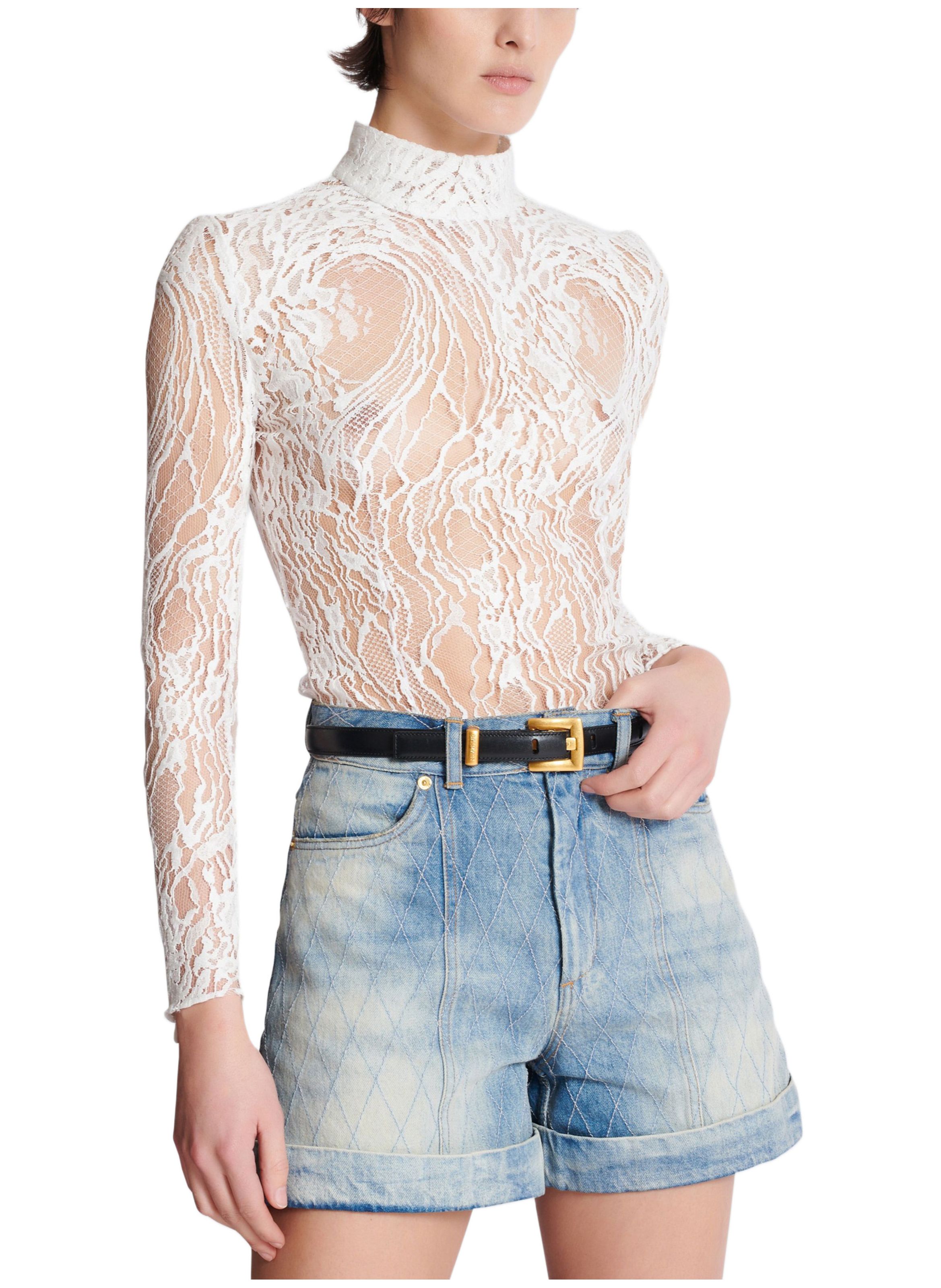 Ceinture anthem en cuir de veau BALMAIN Noir