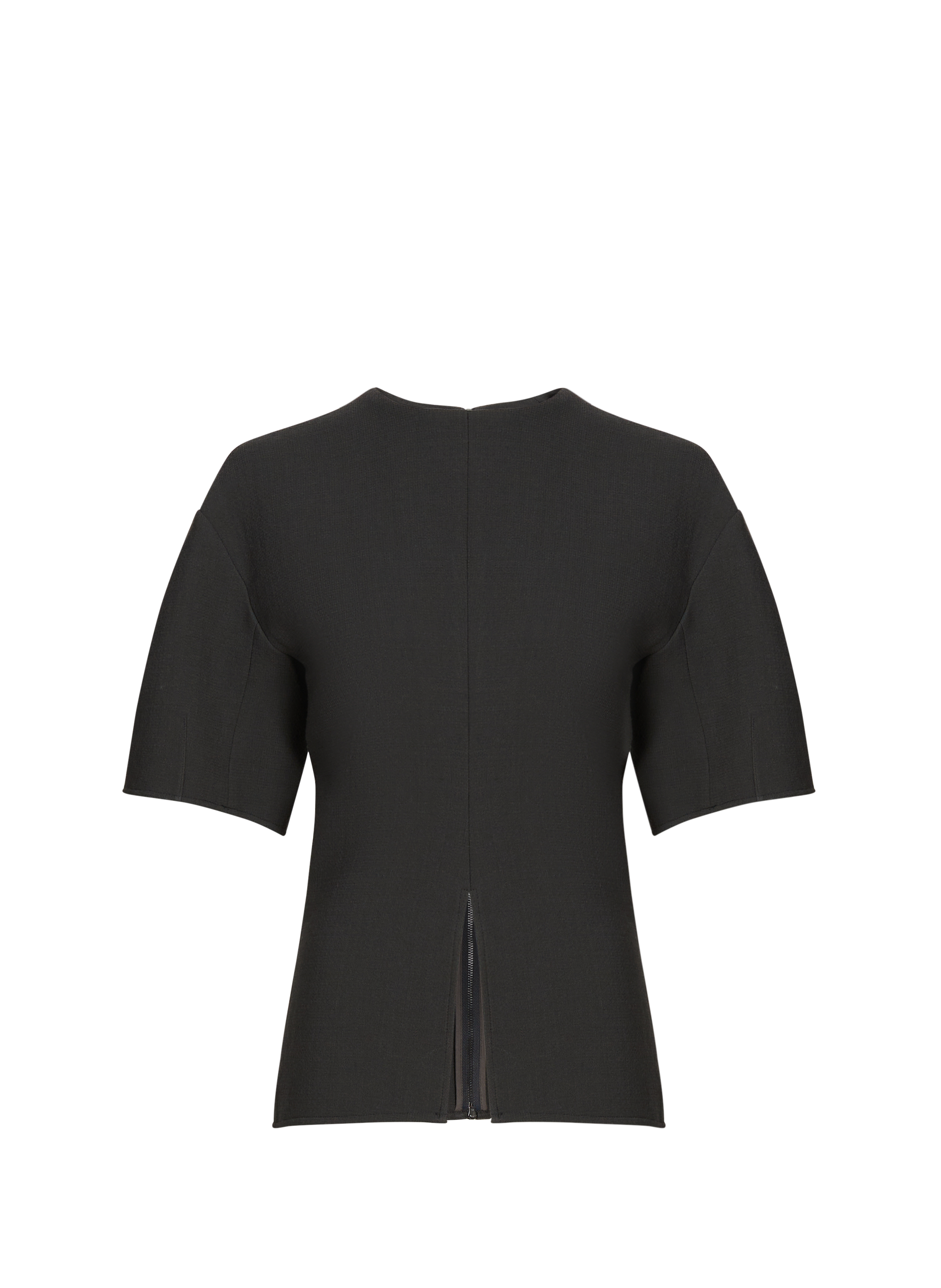 T-shirt cintré à col rond en laine TIBI Gris