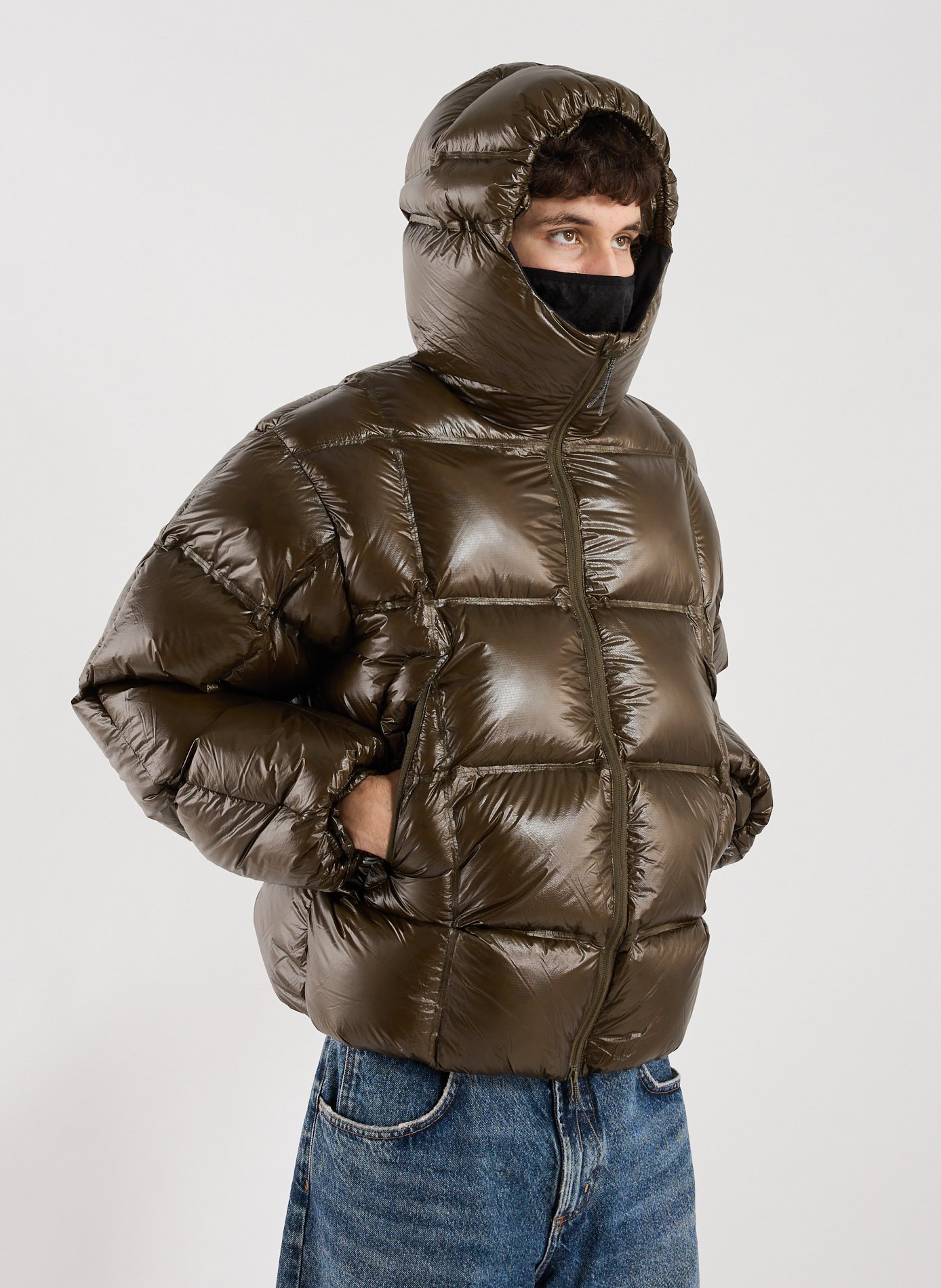 Cube 650 fill power quilted hooded down jacket ROA Khaki