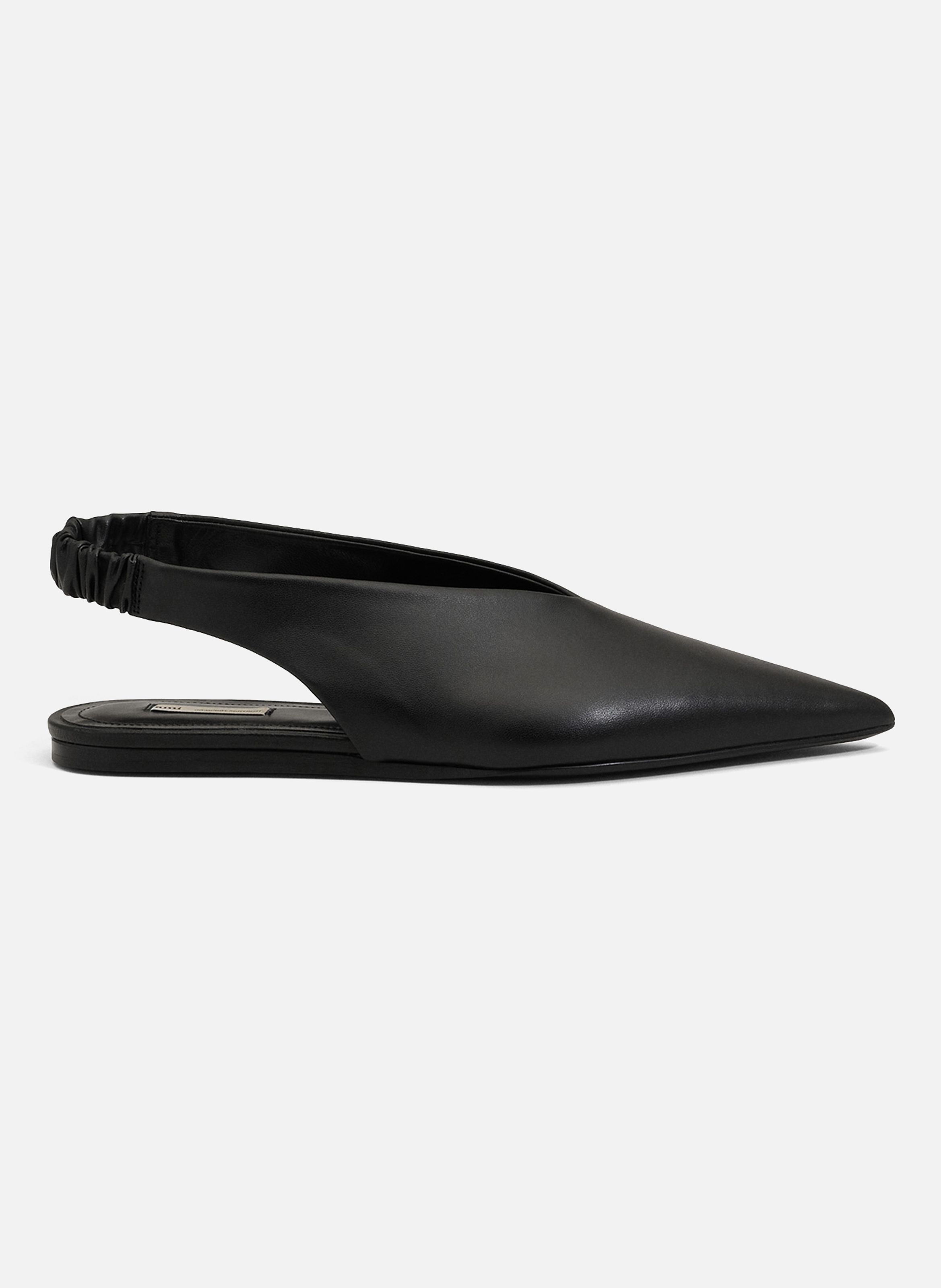 Slingbacks à bout pointus en cuir d'agneau AMI PARIS Noir